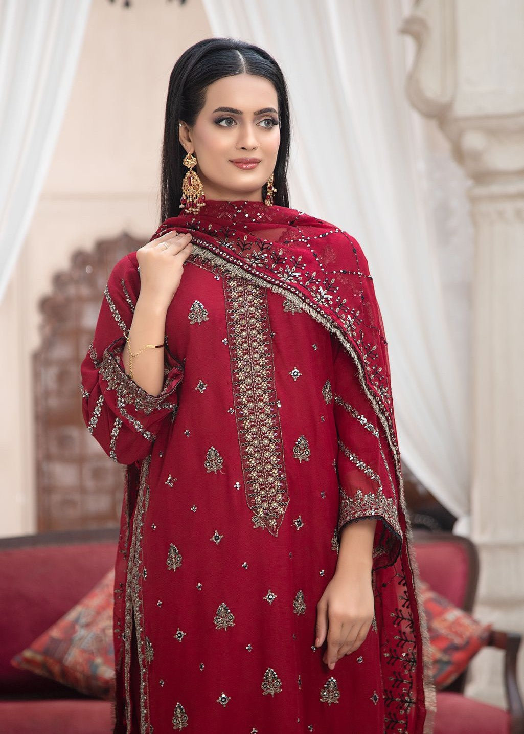 Pehnawa Fashion PREMIUM CHIFFON CHERRY Women 3pcs