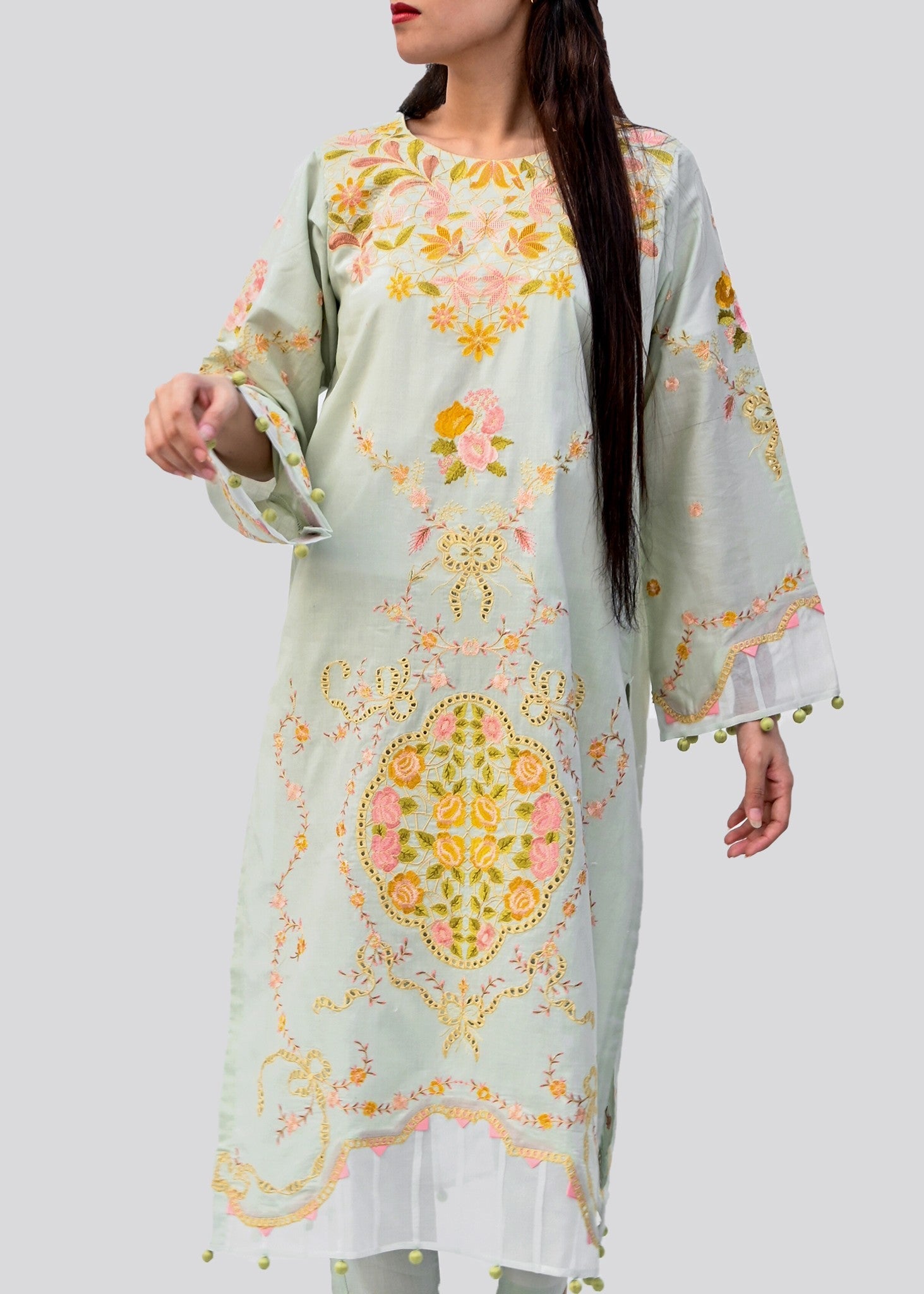 Musani Embroidered Lawn Mint Green (Pret) Women 2pcs