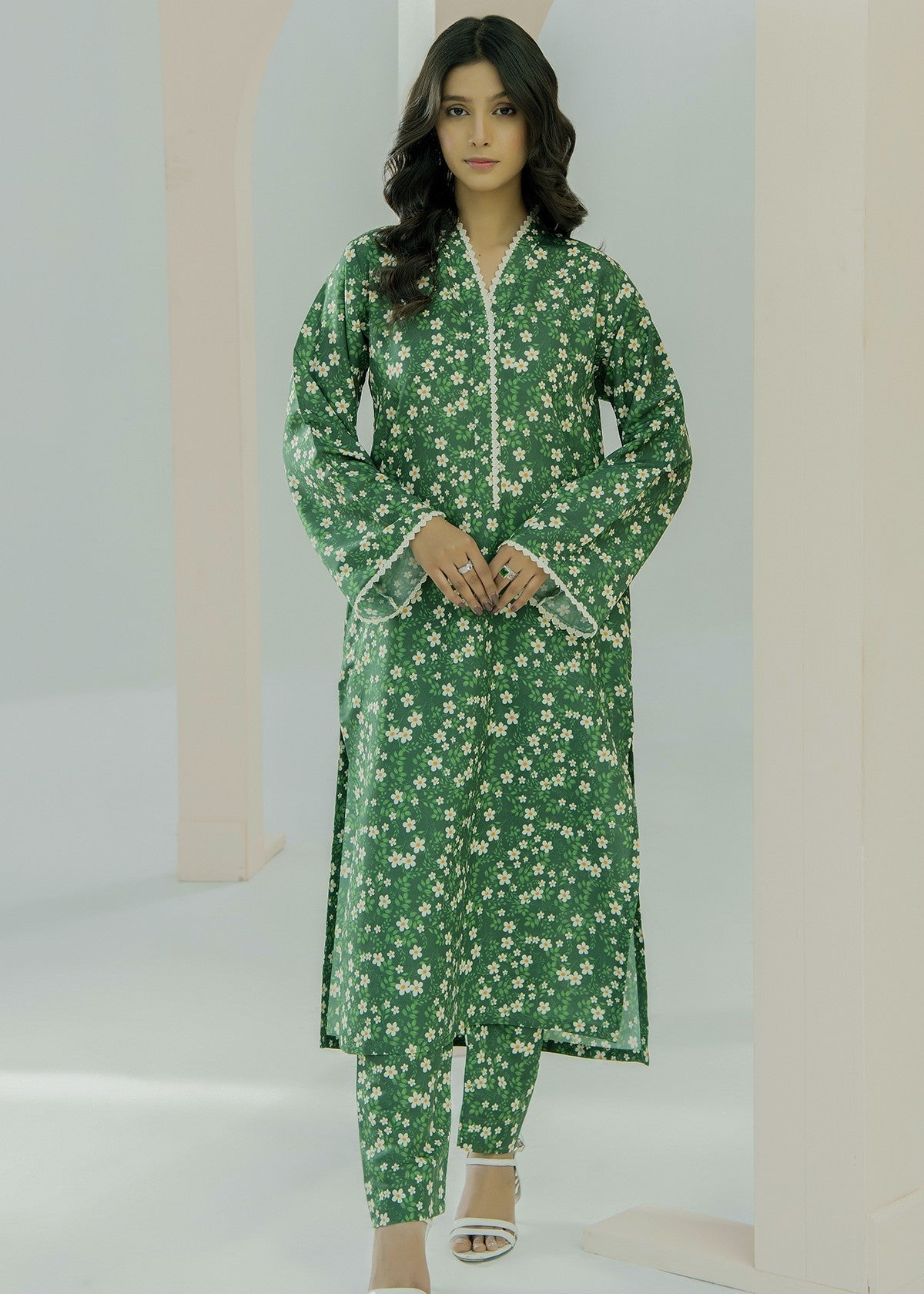 By-East Lawn Suit Printed (Green) Women 2pcs