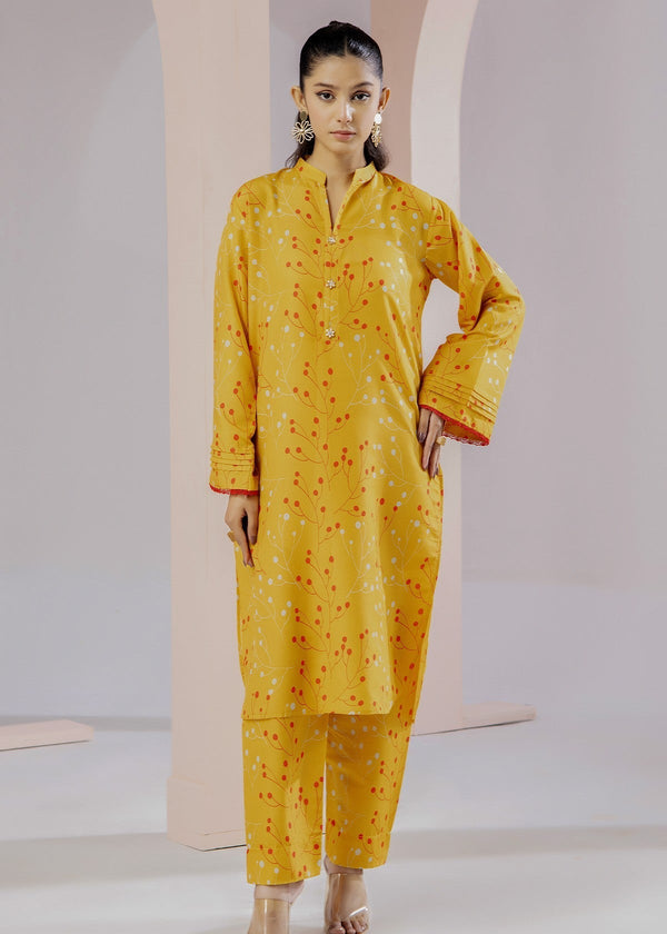 By-East Lawn Suit Printed (Yellow) Women 2pcs