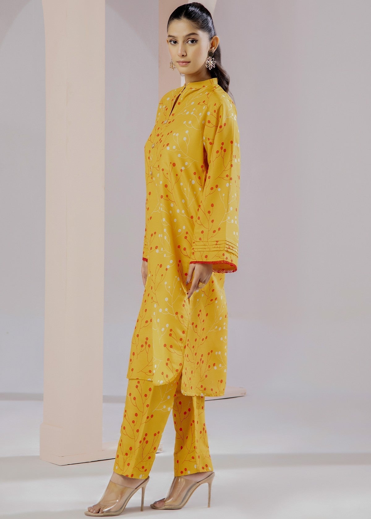 By-East Lawn Suit Printed (Yellow) Women 2pcs