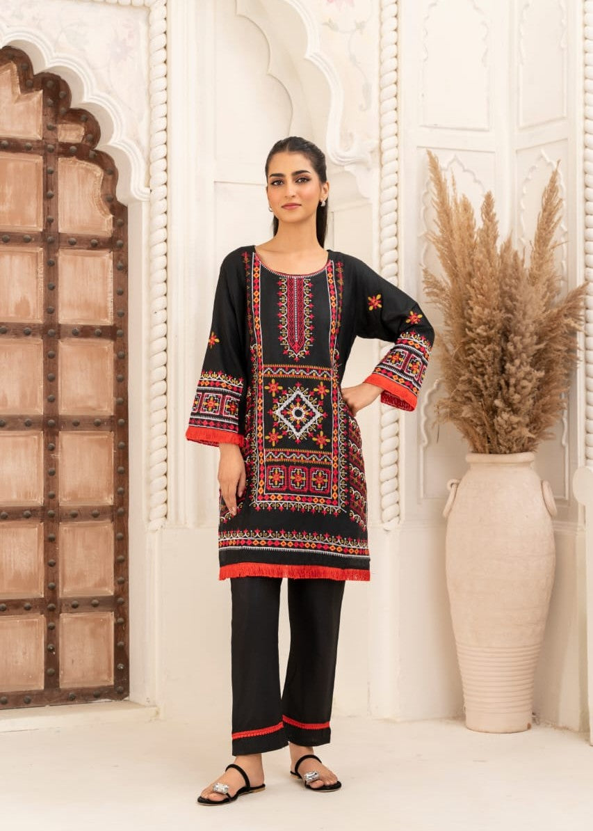 Gulposh JENIFER EMBROIDERY (STITCHED ) BLACK Women 2pcs