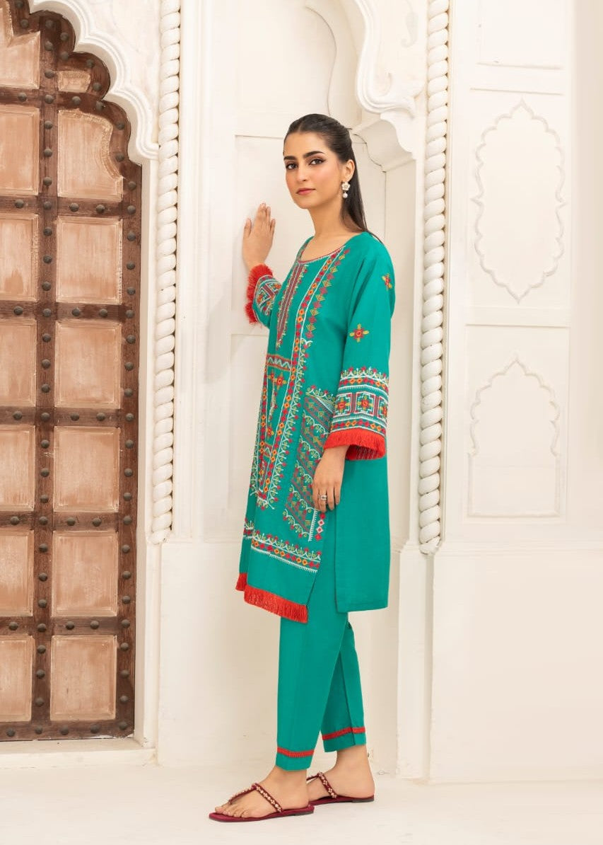 Gulposh JENIFER EMBROIDERY (STITCHED ) Sea Green Women 2pcs