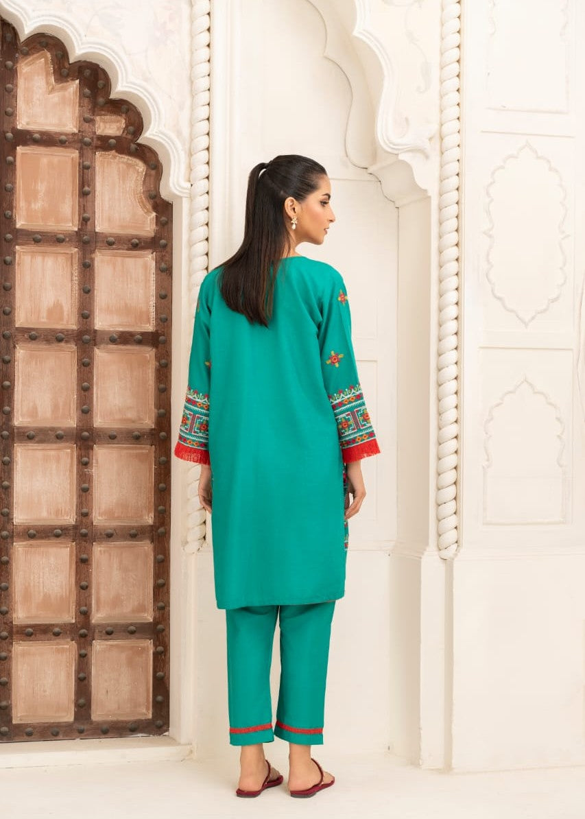 Gulposh JENIFER EMBROIDERY (STITCHED ) Sea Green Women 2pcs