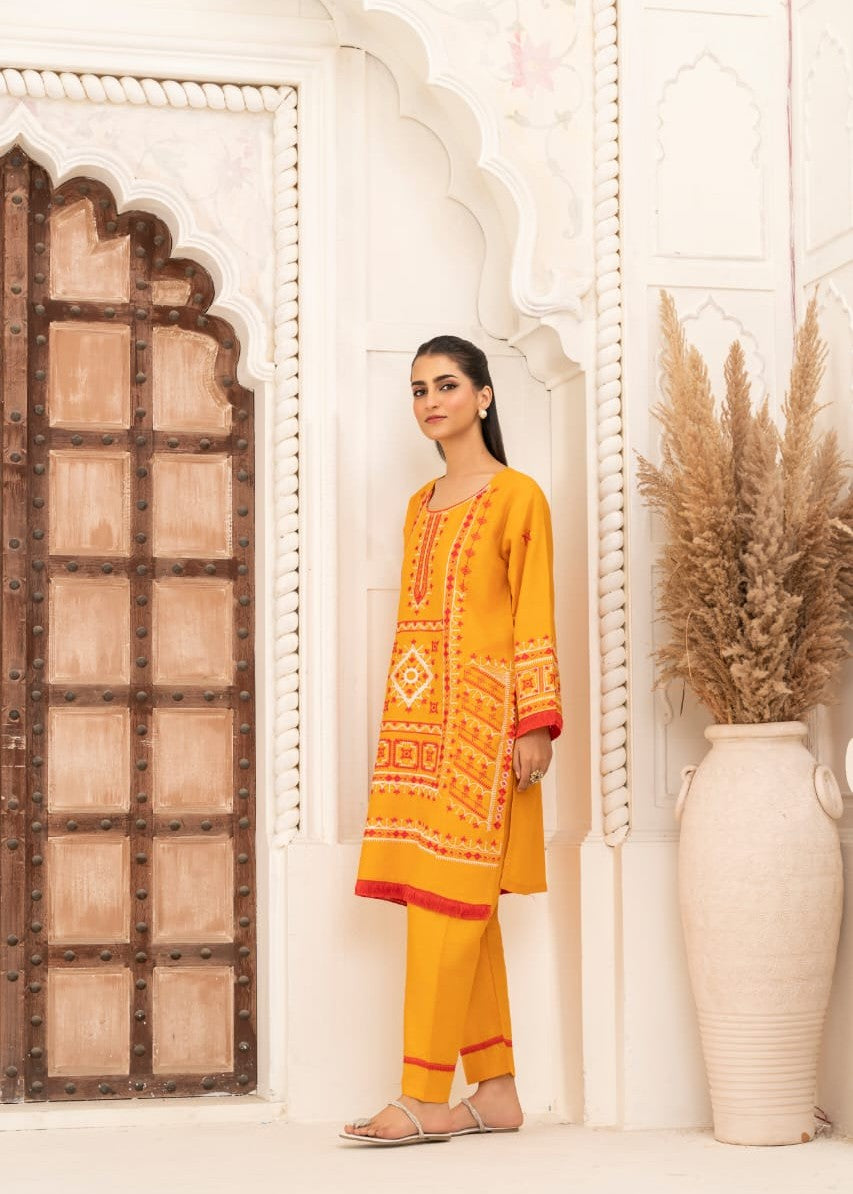 Gulposh JENIFER EMBROIDERY (STITCHED ) MUSTARD Women 2pcs