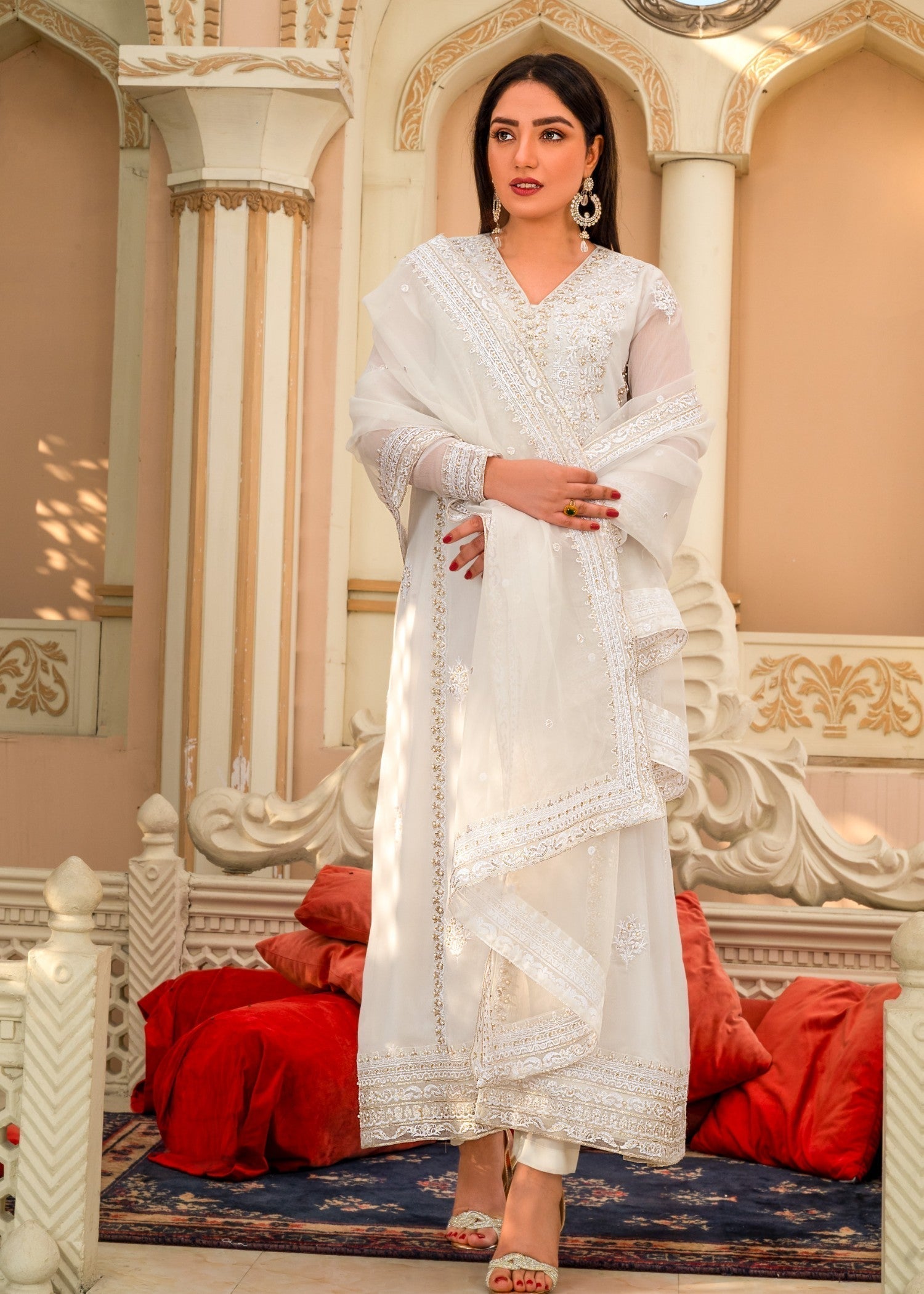 Alyssa White chiffon suit ALL202 Women 3pcs