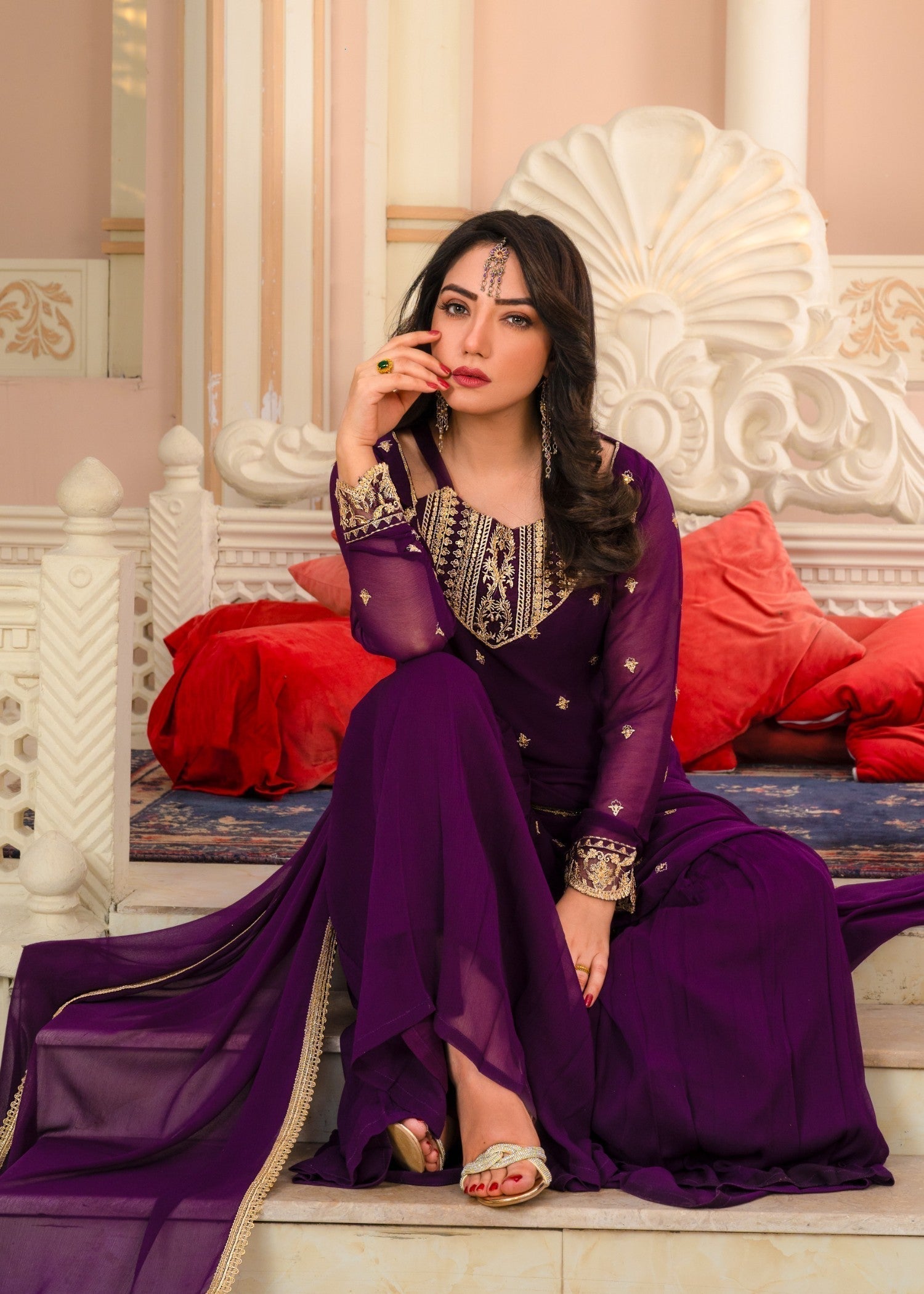 Alyssa PURPLE GHARARA SET ALL209 Women 3pcs