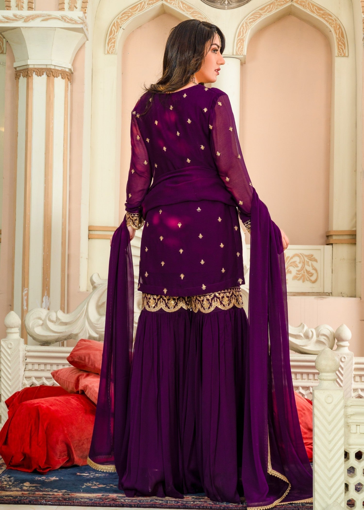Alyssa PURPLE GHARARA SET ALL209 Women 3pcs