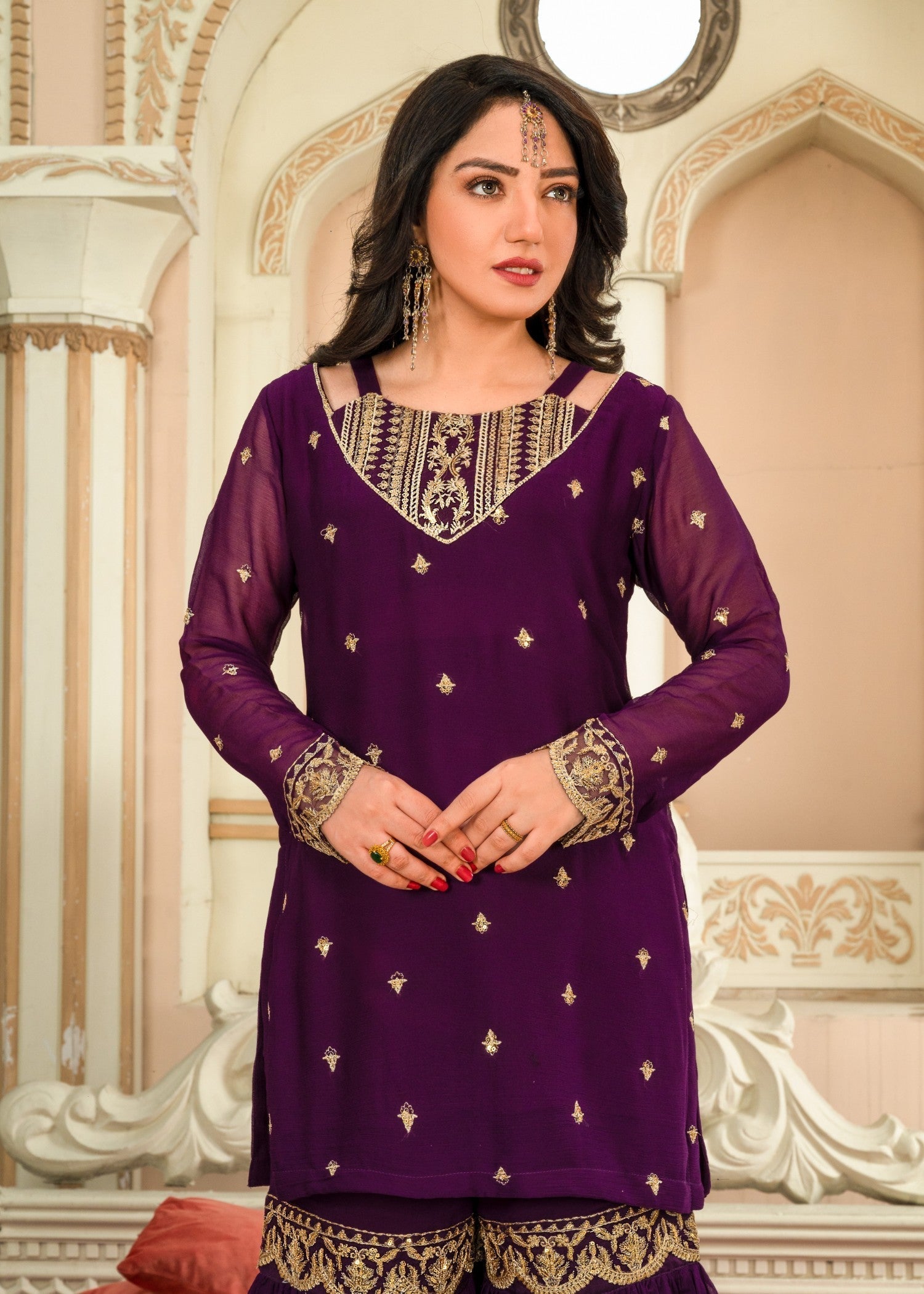 Alyssa PURPLE GHARARA SET ALL209 Women 3pcs