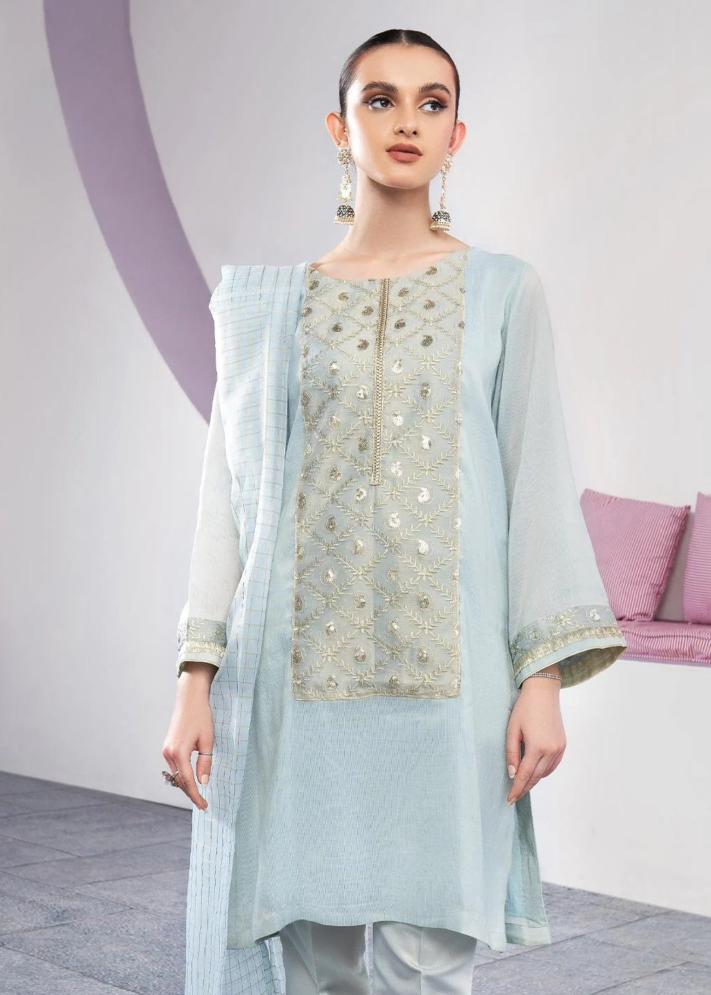 Eraj Hussain Twinkling Treasure Iceblue Women 3pcs