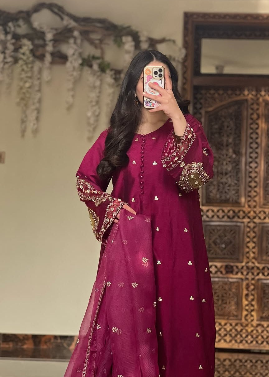 Suits By Sadia Raw silk pishwas falsa Women 3pcs