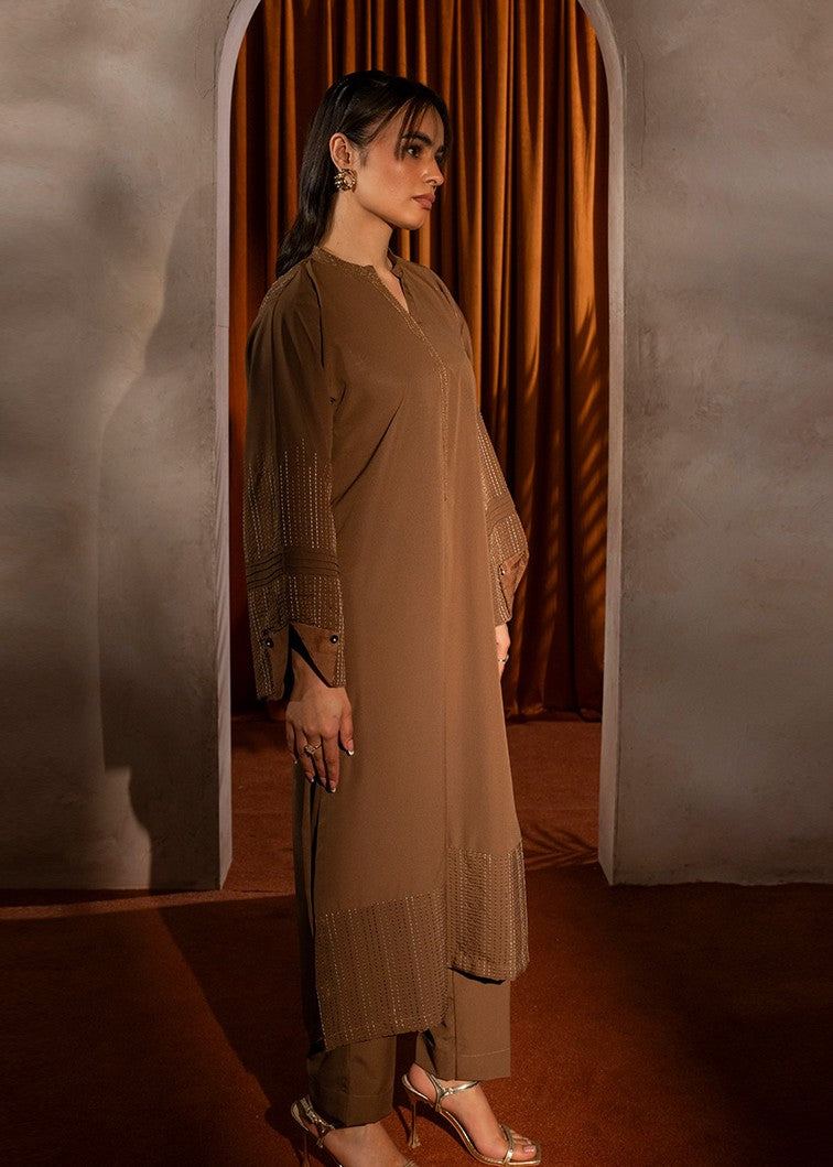 Kross Kulture Embroidered Crepe Solid Suit KE 01448 ST Women 2pcs