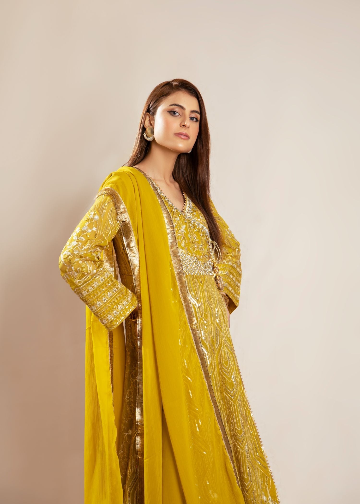 Manahils Angrakha 105 Mustard Women 3pcs