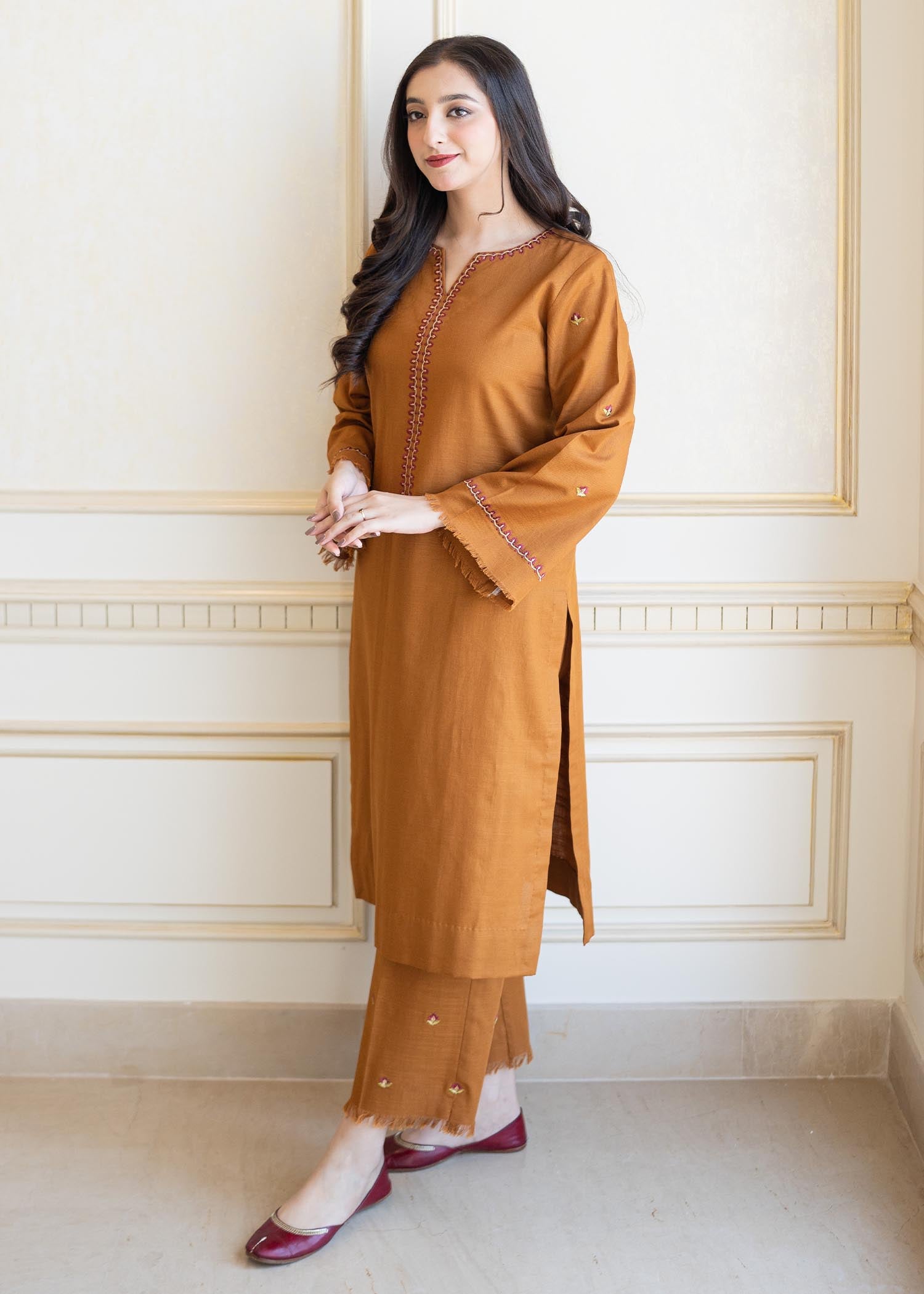 Aisling By Nirmal Golden Brown Women 2pcs