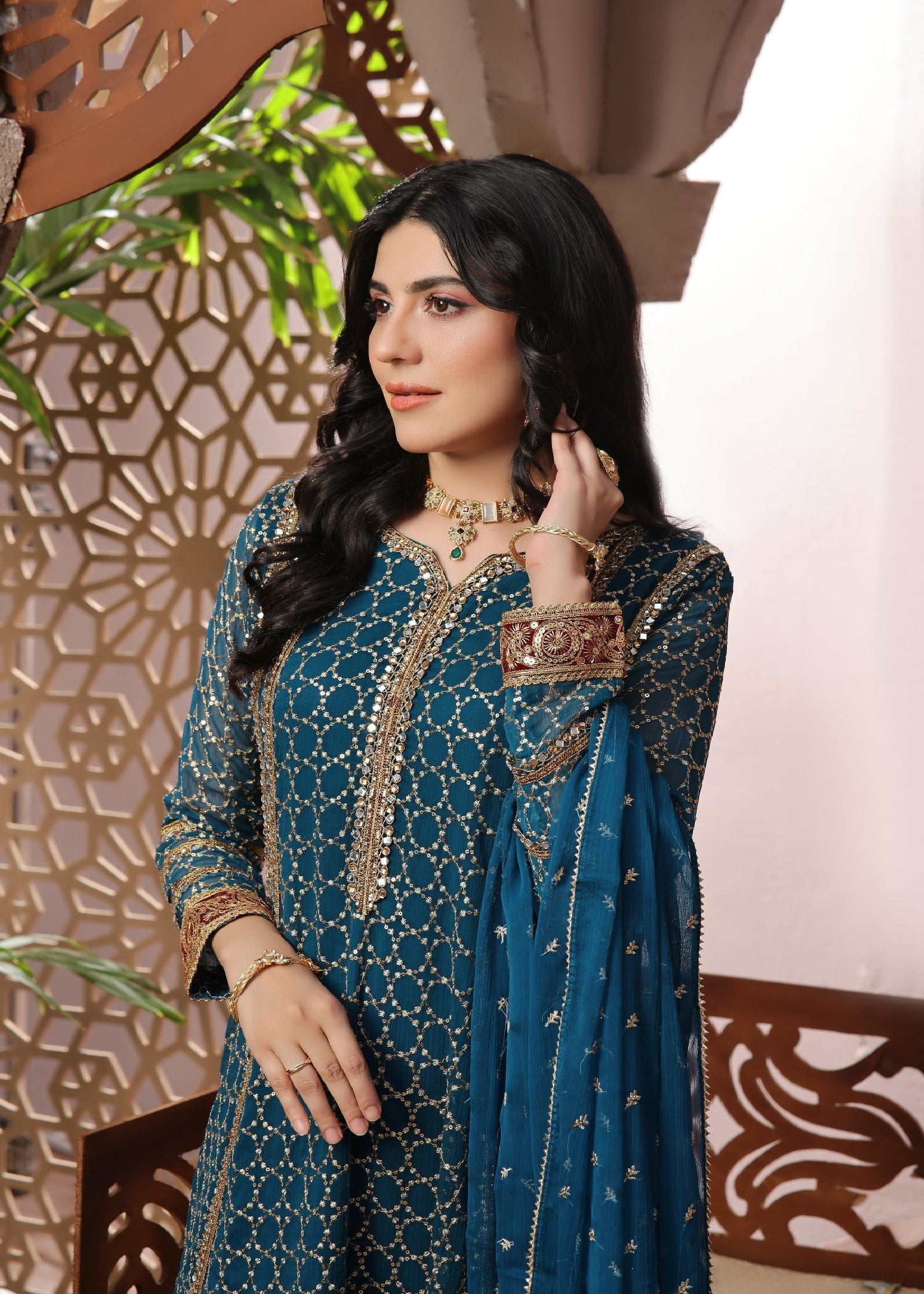 Ayesha Closet Shehzadi Teal Illusion Women 3pcs