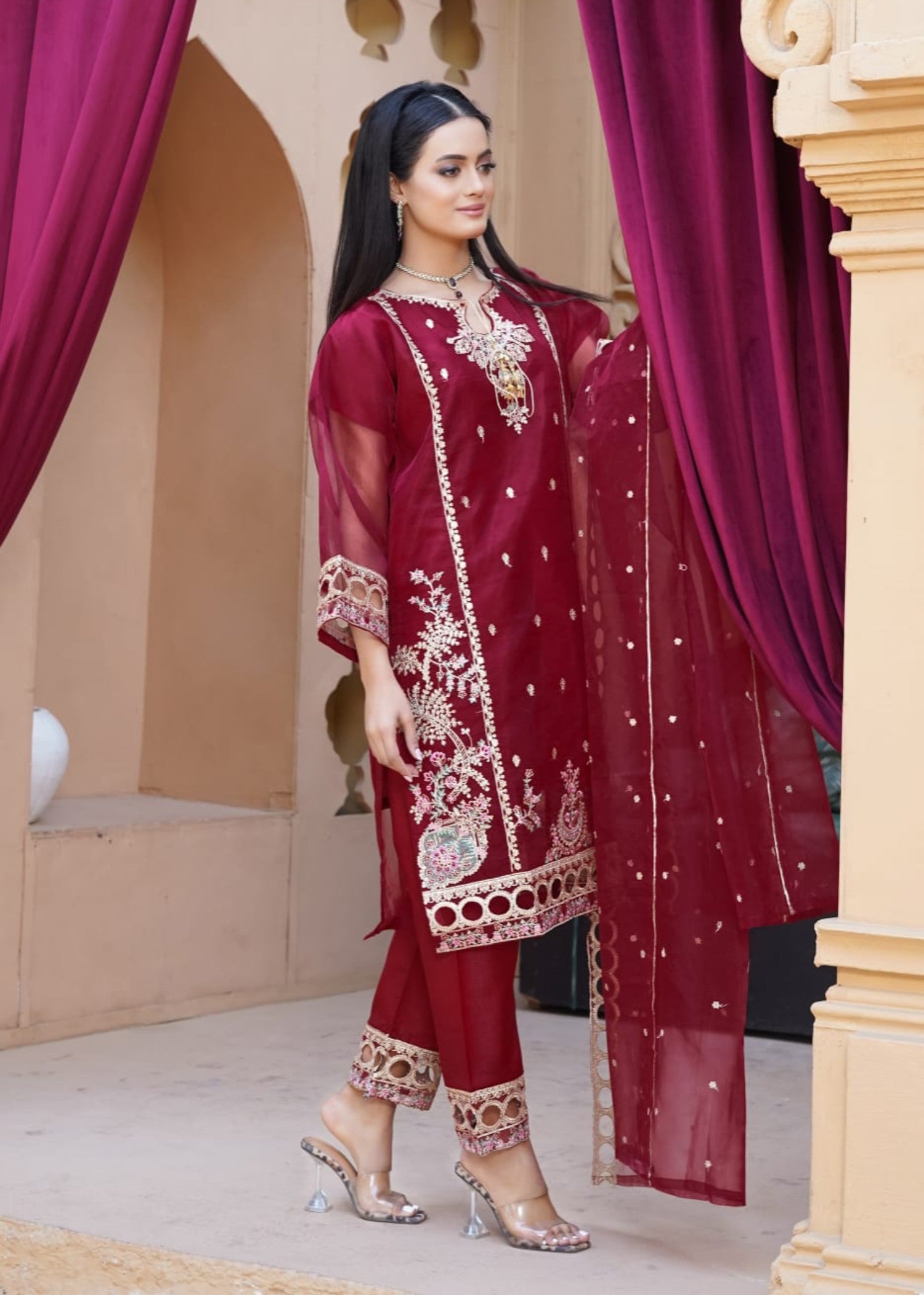 Shefoze Clothing Meer Chiffon emb Women 3pcs