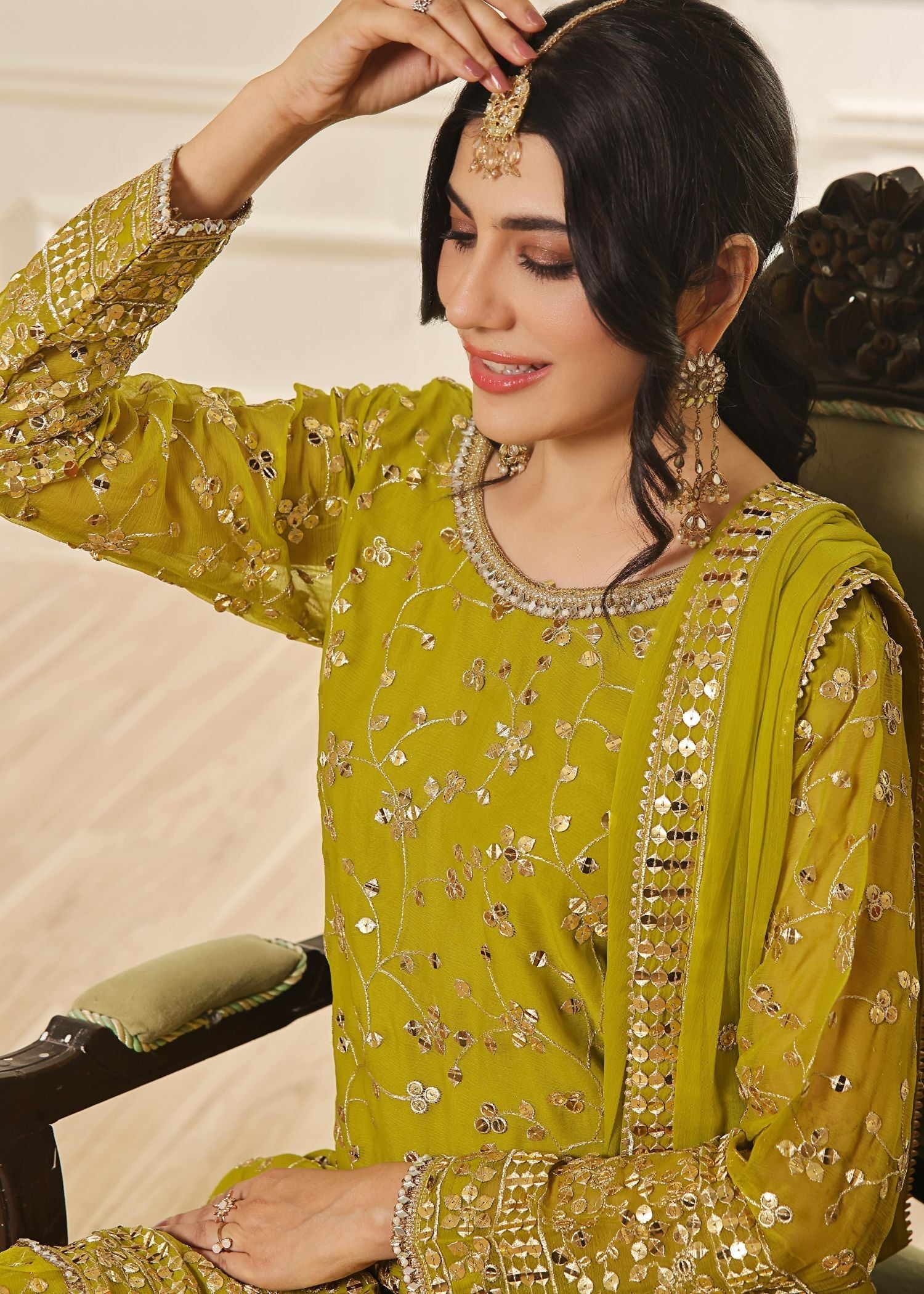 Ayesha Closet Mehndi Olive Women 3pcs