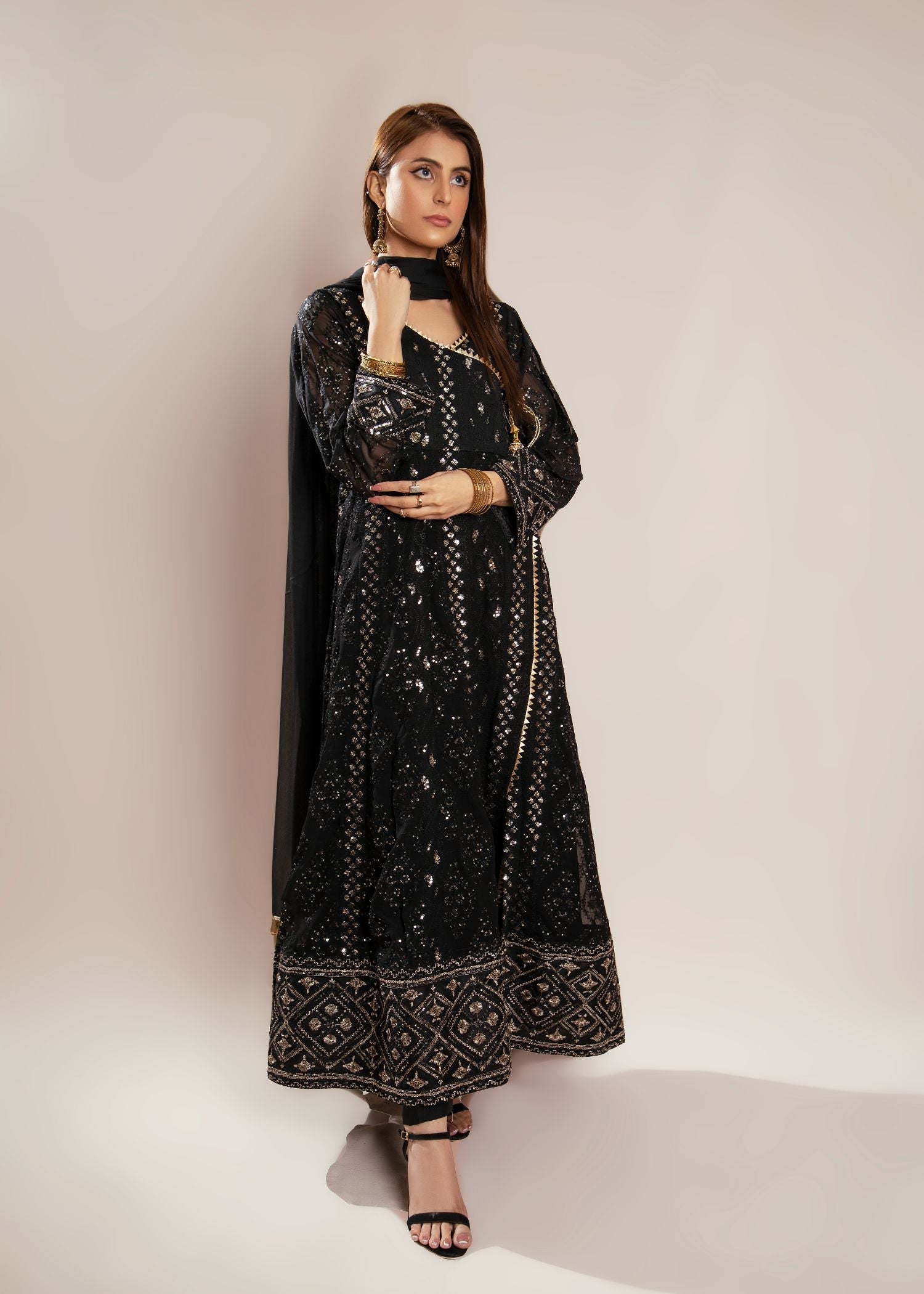 Manahils KURTI 099 MELANIE BLACK Women 3pcs