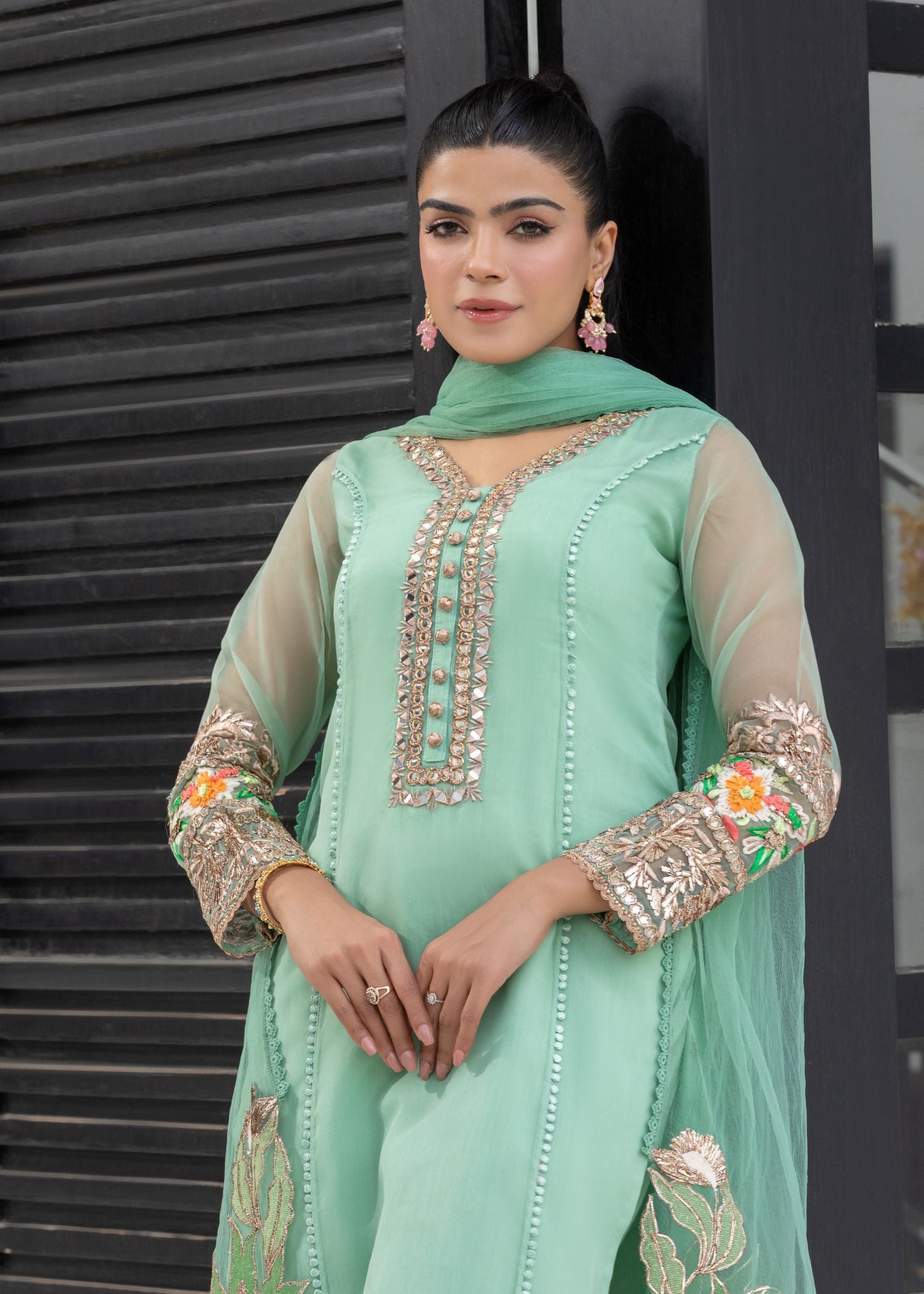 Khuda Baksh Creations M 106 Mint Green Women 4pcs