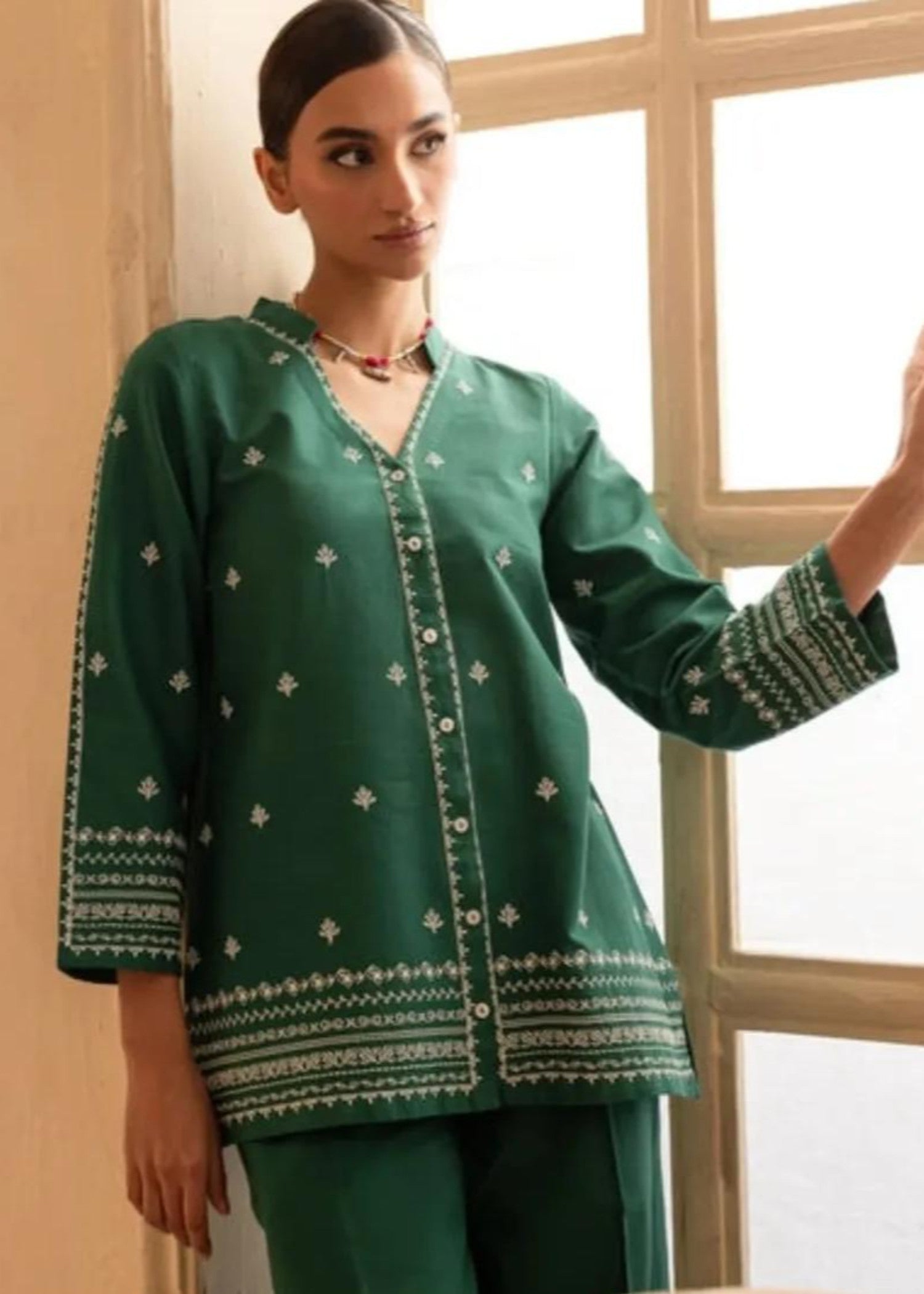 Rangeenz Cotton Embroidered 2p Green Women 2pcs