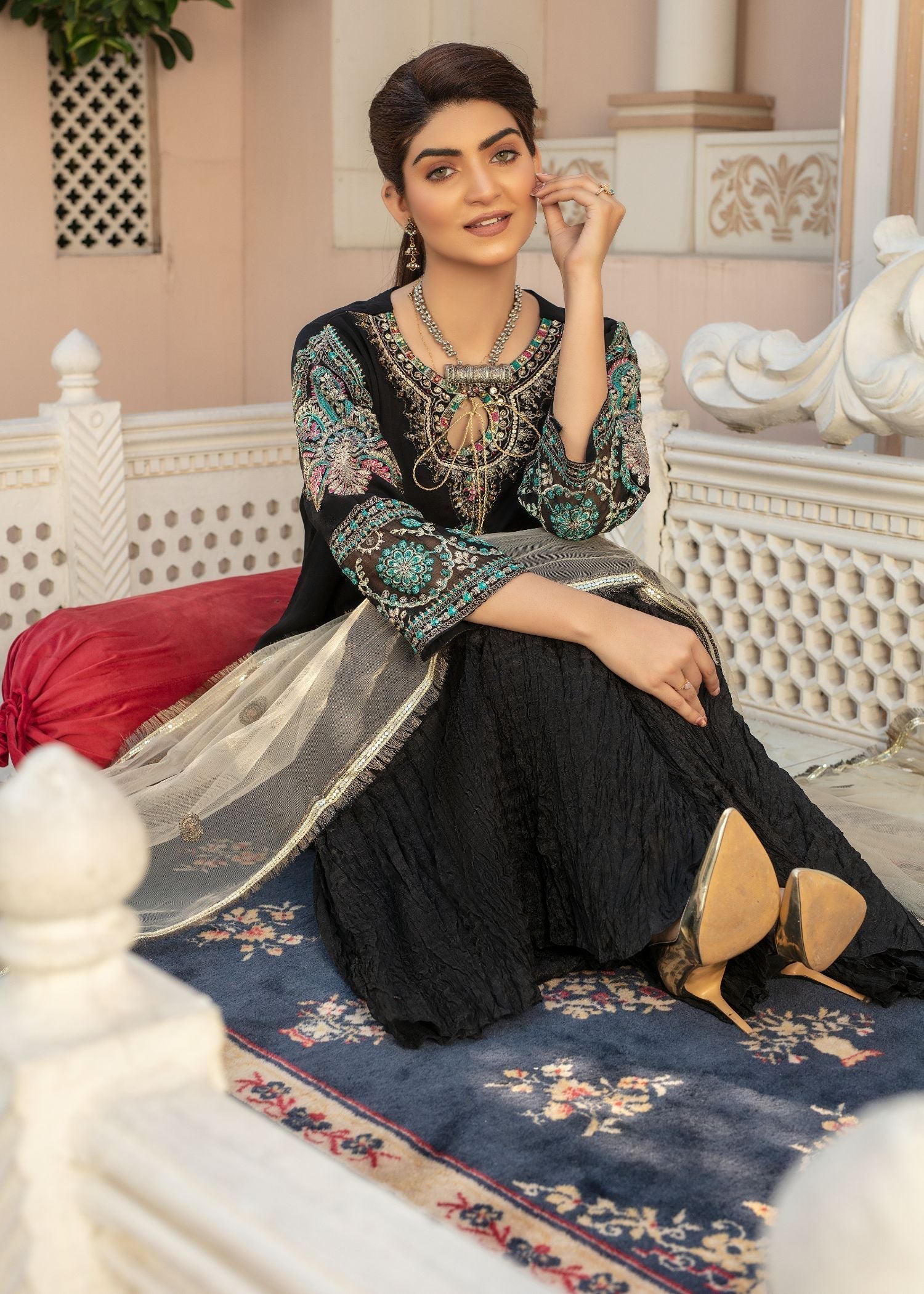 Pehnawa By Bin Akram’s RUBY REVIRE BLK CHIFFON Women 3pcs