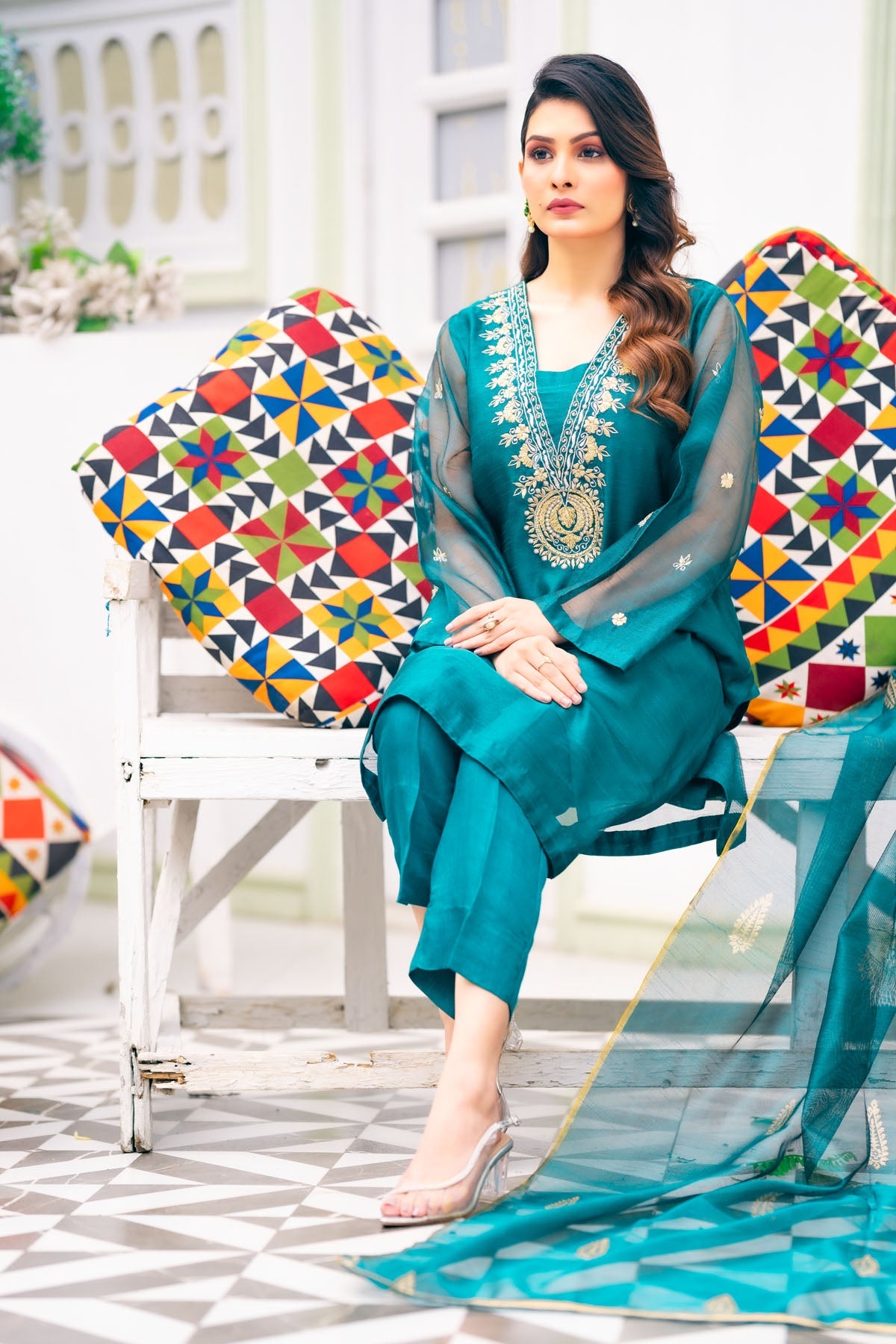 Pirzada Shaheryar Khan Teal Tempest Women 4pcs
