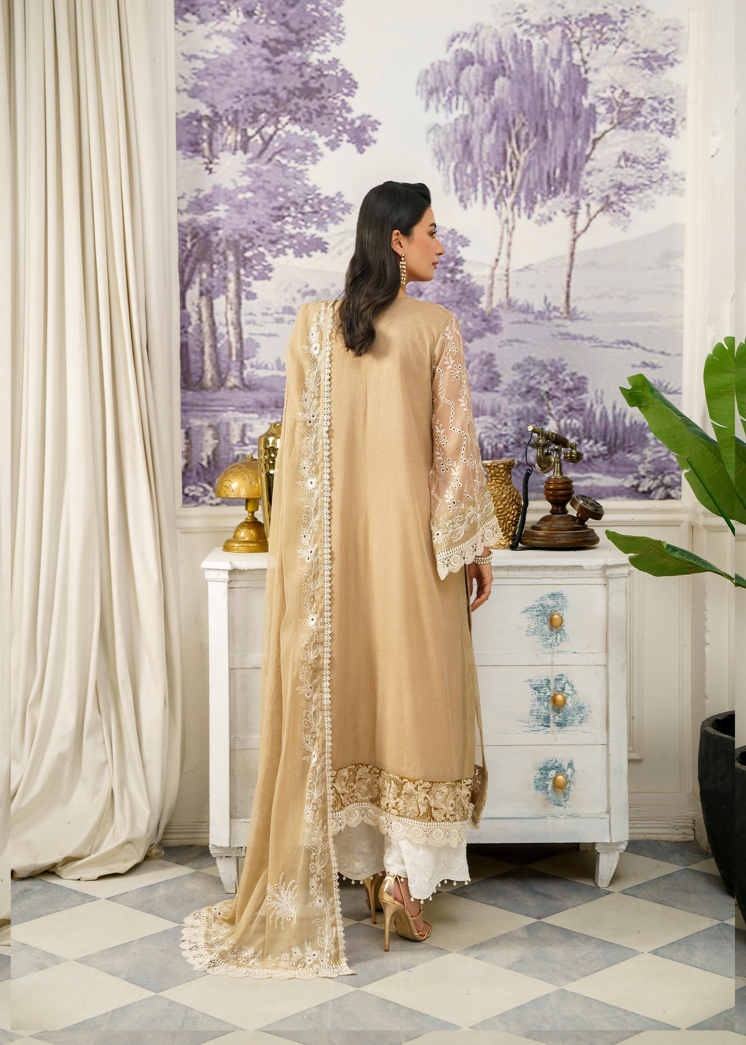 Rj’s Pret WAVY FULLY EMBROIDERED PLAZO |NEO| RJS PRET Women 1pcs