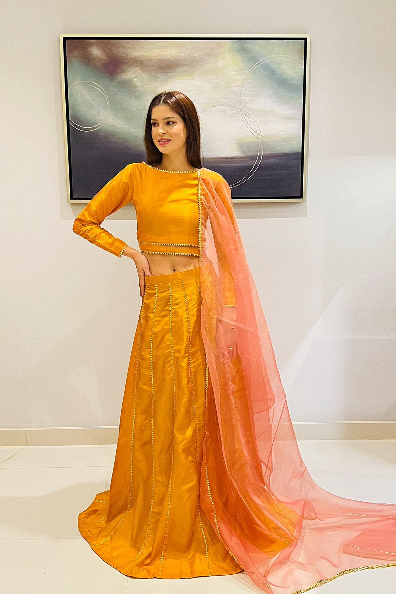 Kanydaro Marigold Gota Ensemble Set Women 3pcs