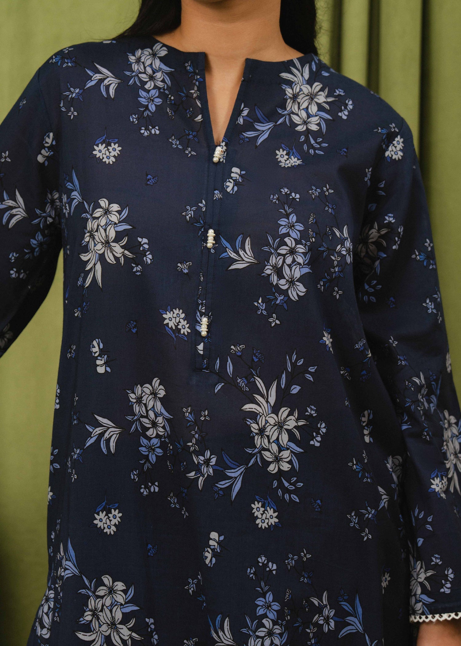 Buzzazi Navy Blue Printed Suit Women 2pcs
