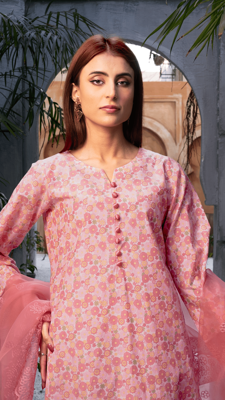 Naaz Couture Pink Printed Raw Silk Suit Women 3pcs