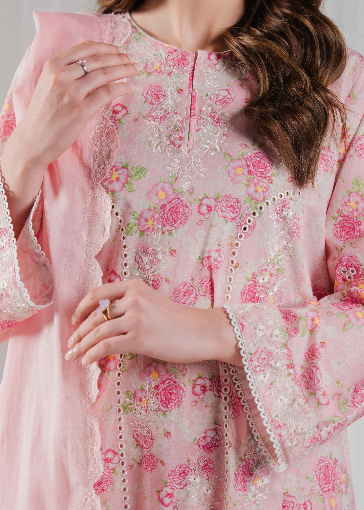 Buzzazi Seashell Pink Printed Suit Women 3pcs