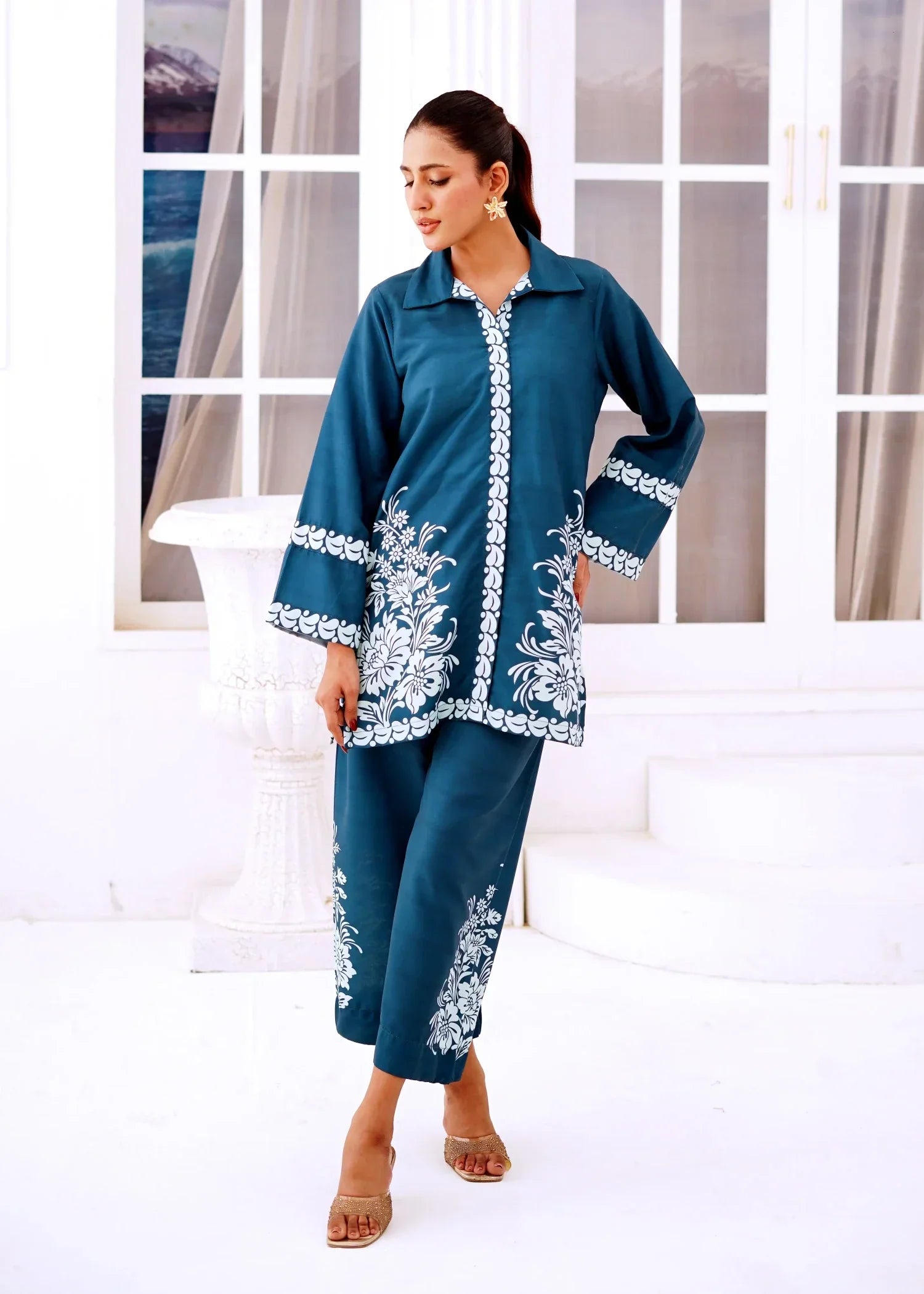 Nairah Teal Bloom Women 2pcs