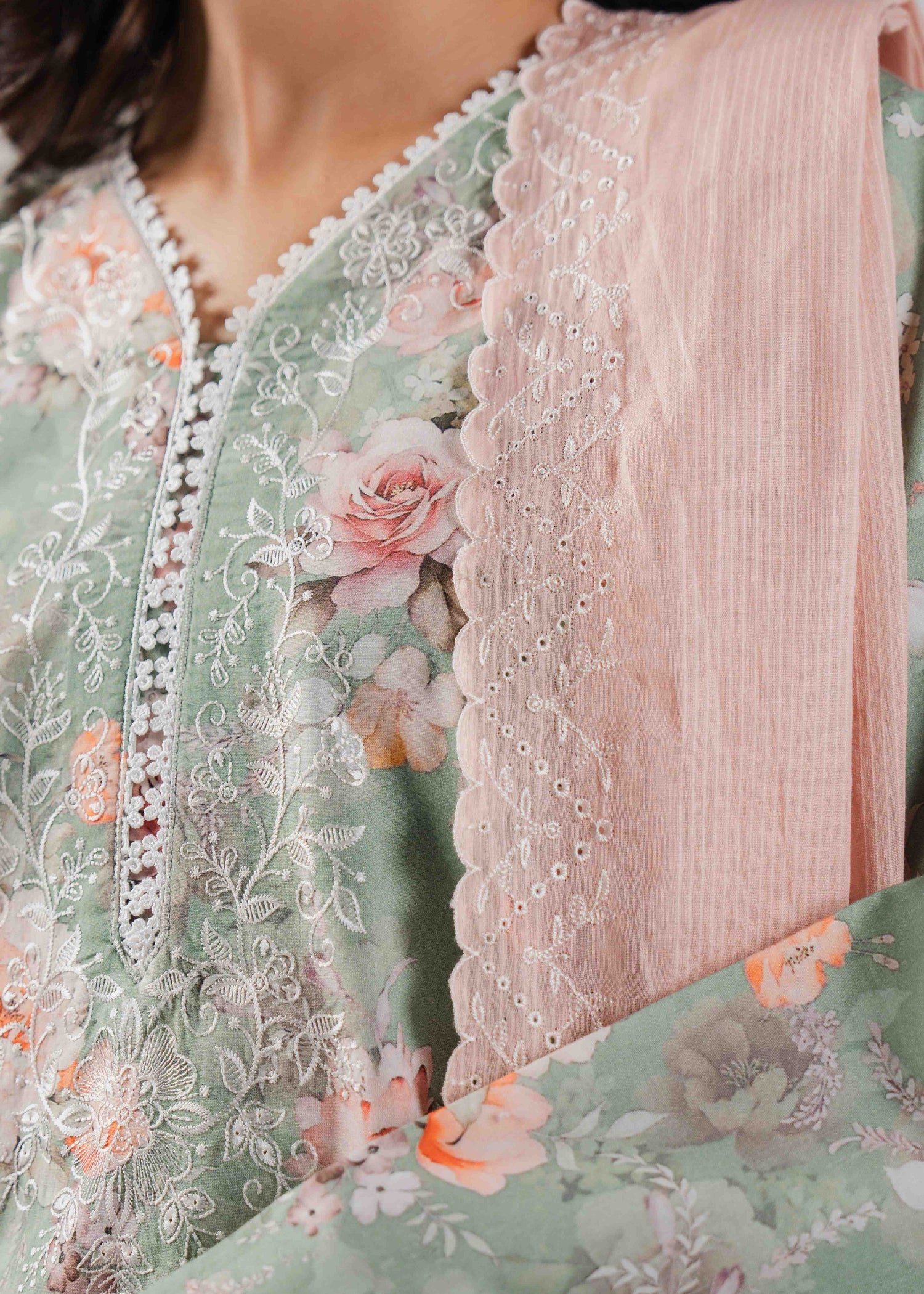 Buzzazi Sage Green Printed Suit Women 3pcs