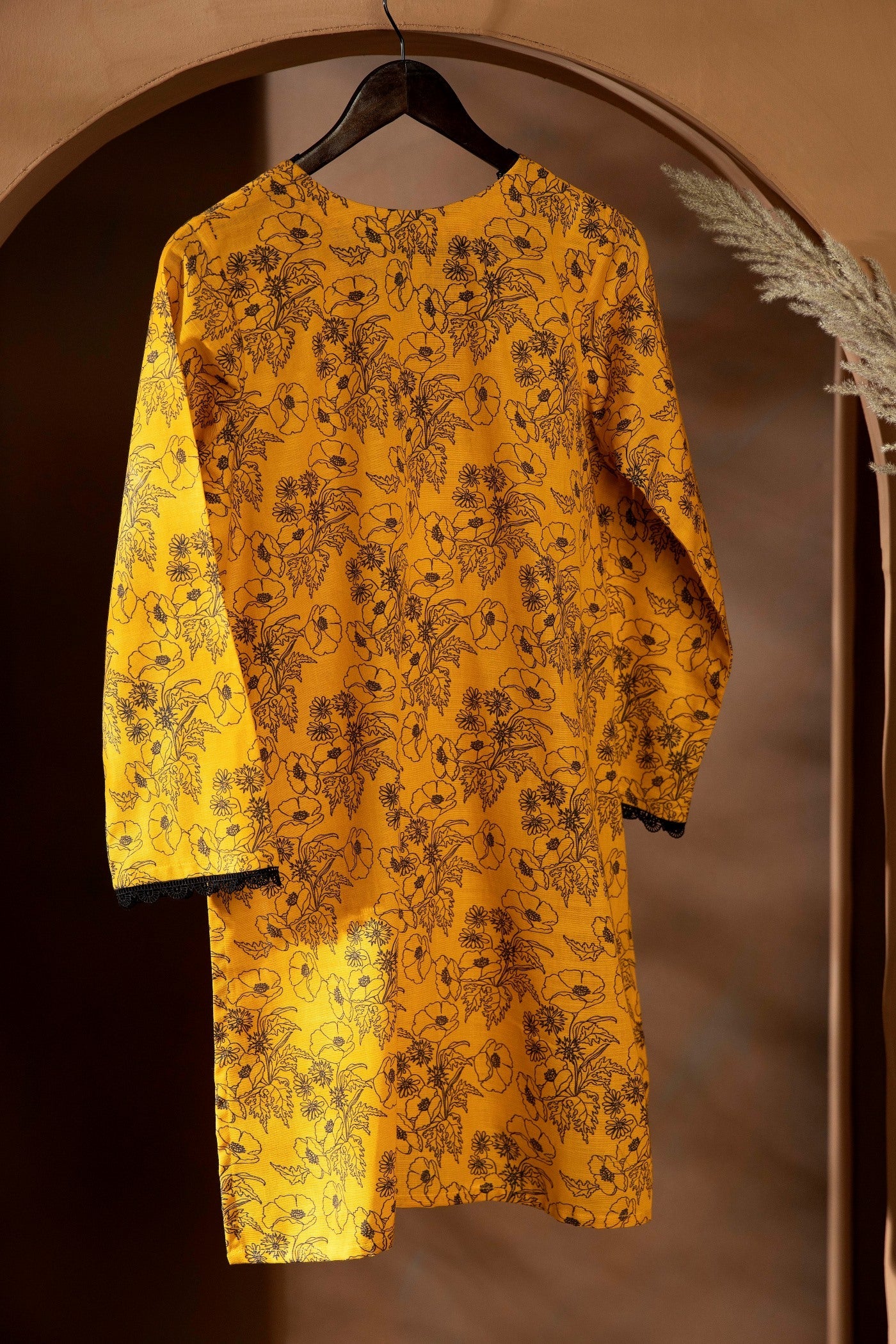 La Rosaa LA2 04 Mustard Black Floral Women 1pcs