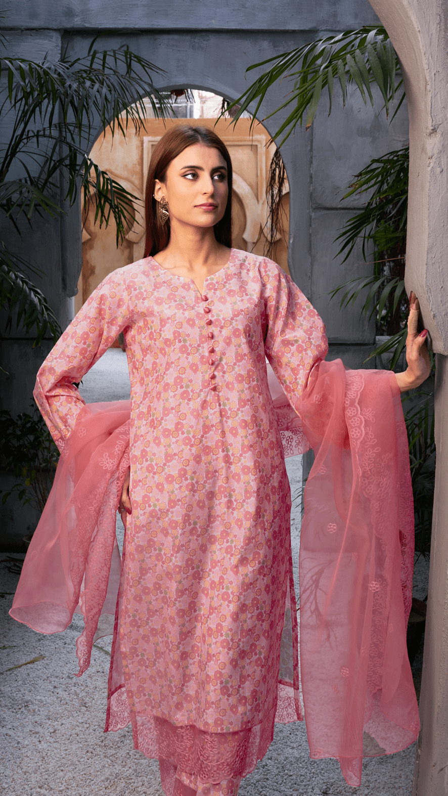 Naaz Couture Pink Printed Raw Silk Suit Women 3pcs