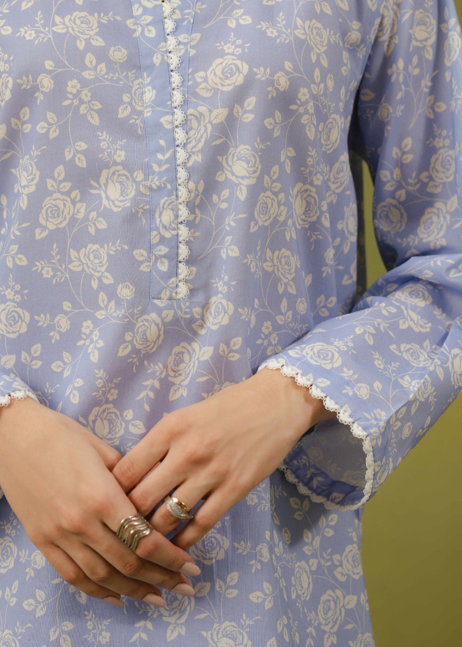 Buzzazi Periwinkle Blue Printed Suit Women 2pcs