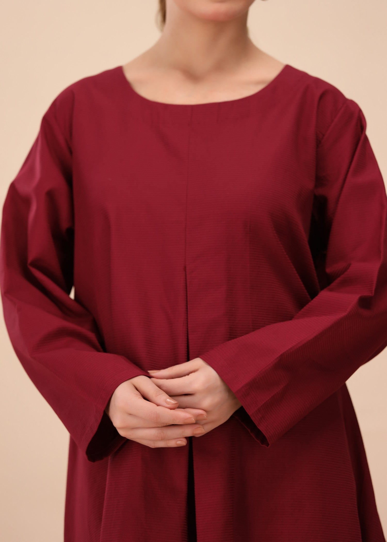 Mhw Maroon Pleated Tunic Women 1pcs