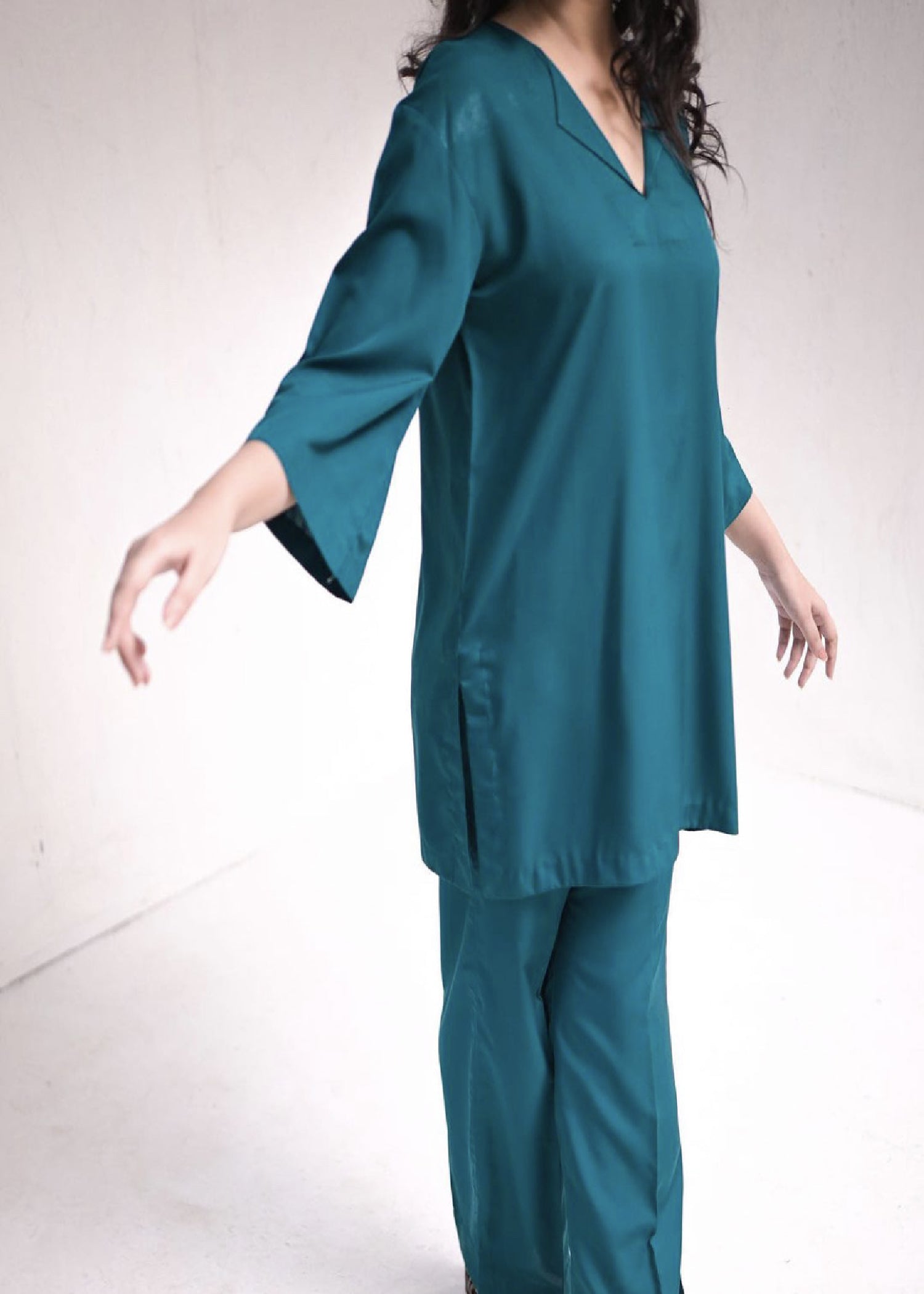 Zauk Teal Green Two Piece Dress Women 2pcs