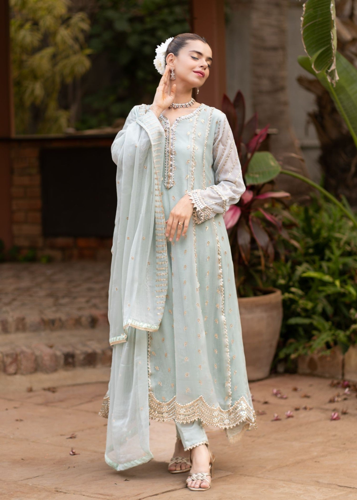 Al-Harir Apparel Gulaal Powder Blue Women 3pcs