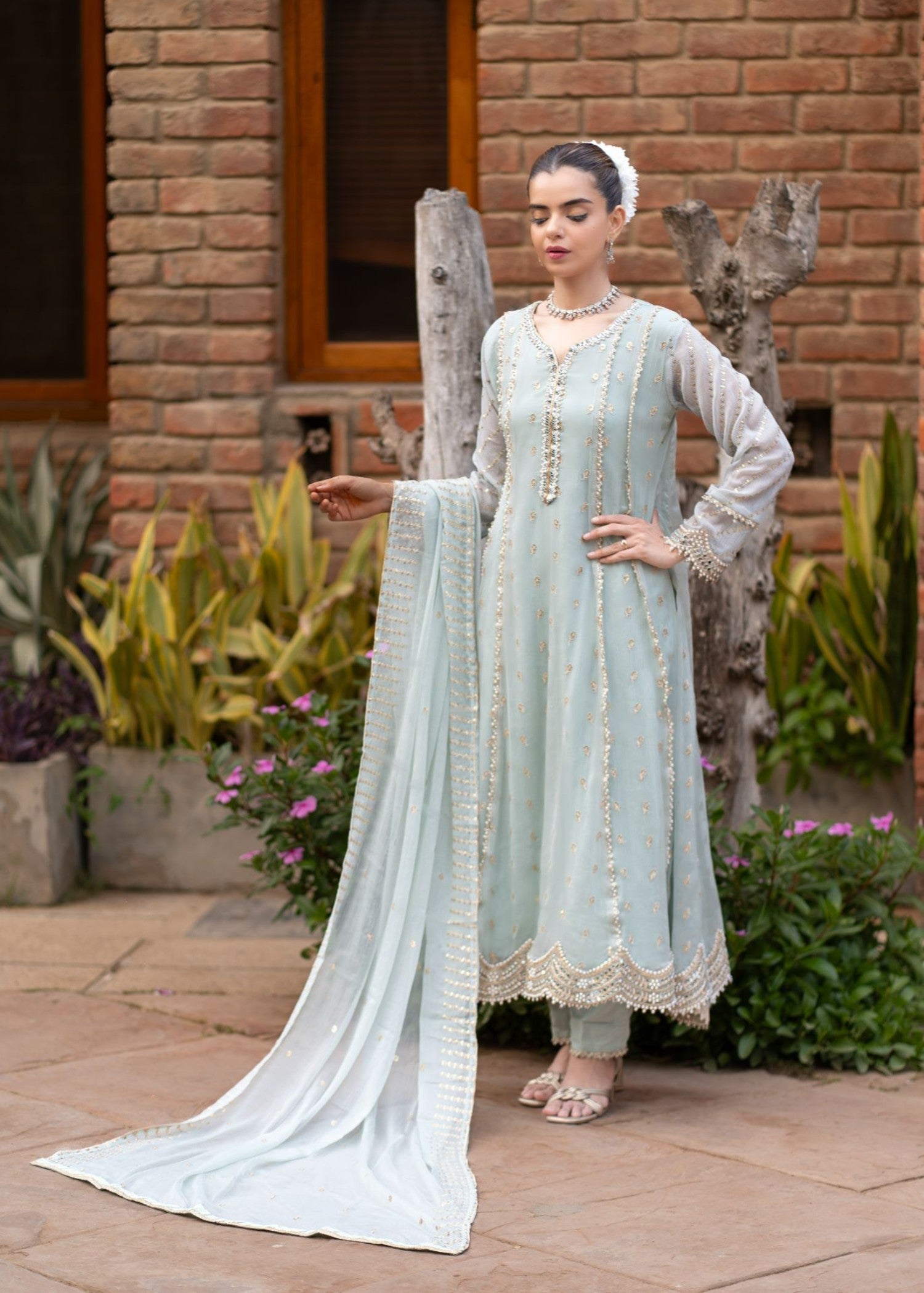 Al-Harir Apparel Gulaal Powder Blue Women 3pcs