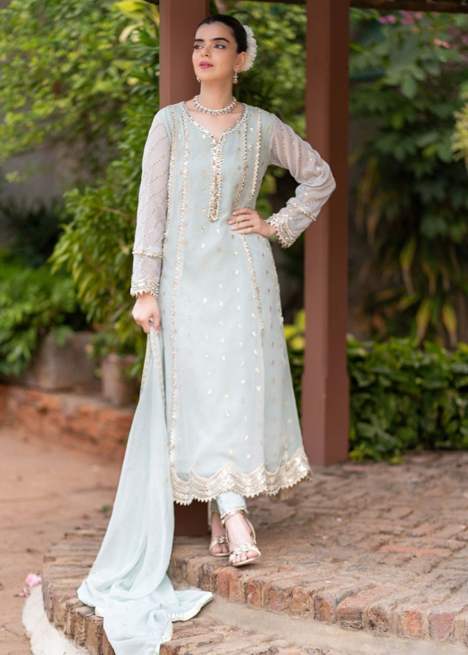 Al-Harir Apparel Gulaal Powder Blue Women 3pcs
