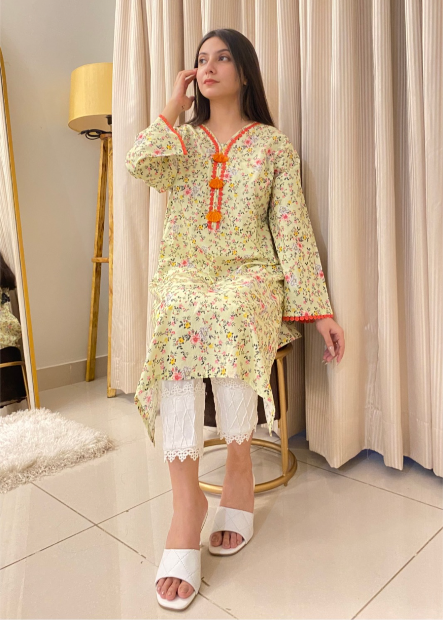 Urban Cut Sleek & Unique Design Cotton Printed Kurta Women 1pcs