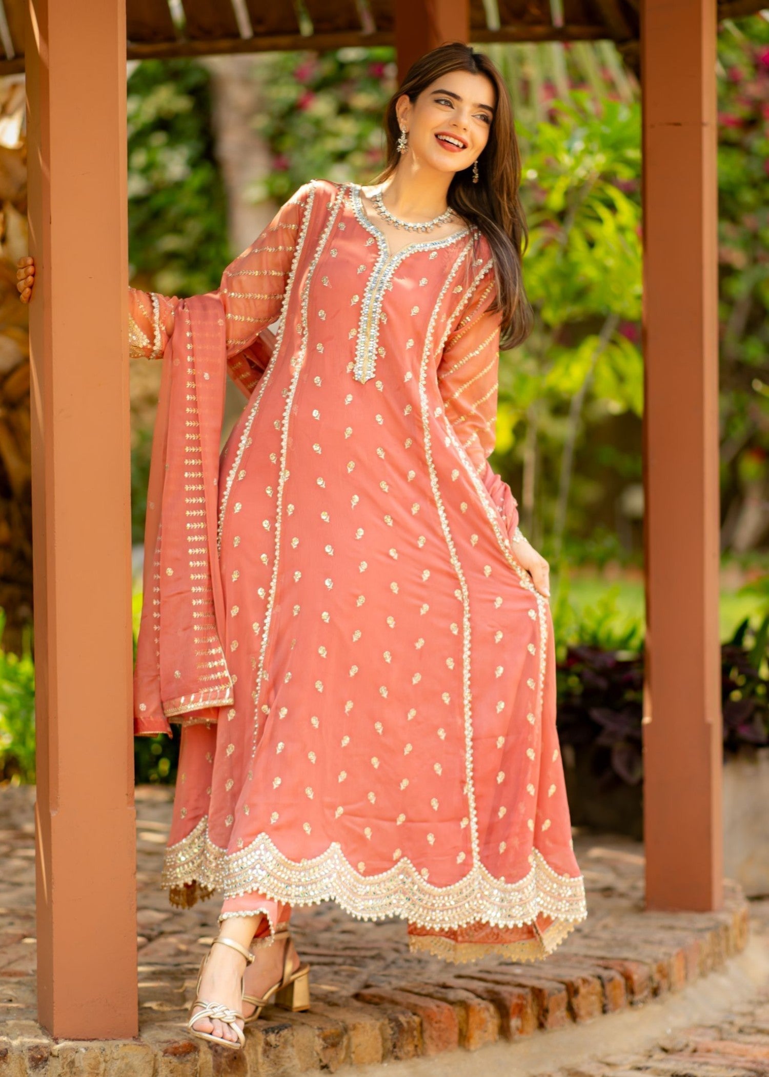 Al-Harir Apparel Gulaal Peach Women 3pcs