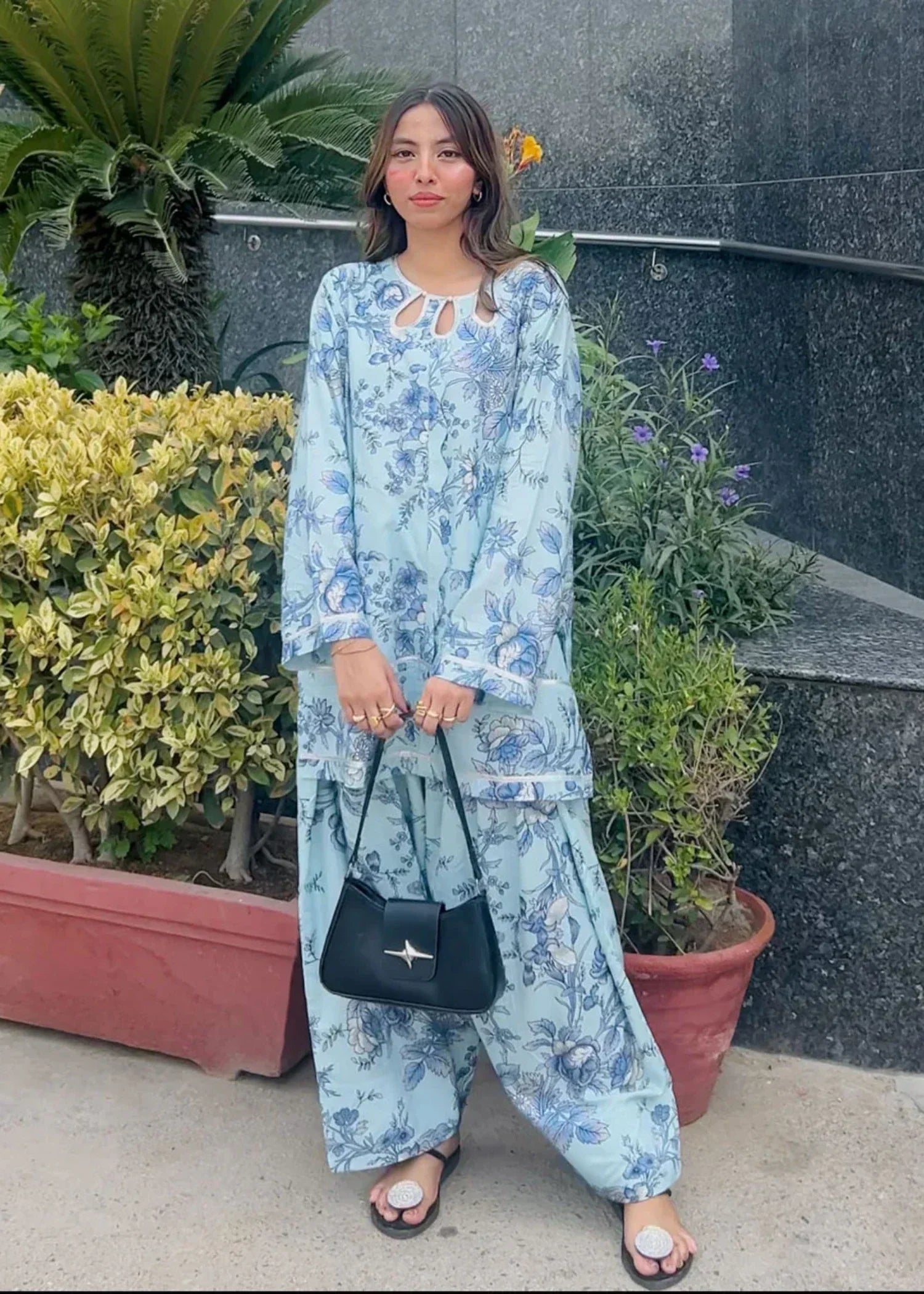 Urban Cut Cotton Printed Co Ord Set with Farshi Salwar Women 2pcs