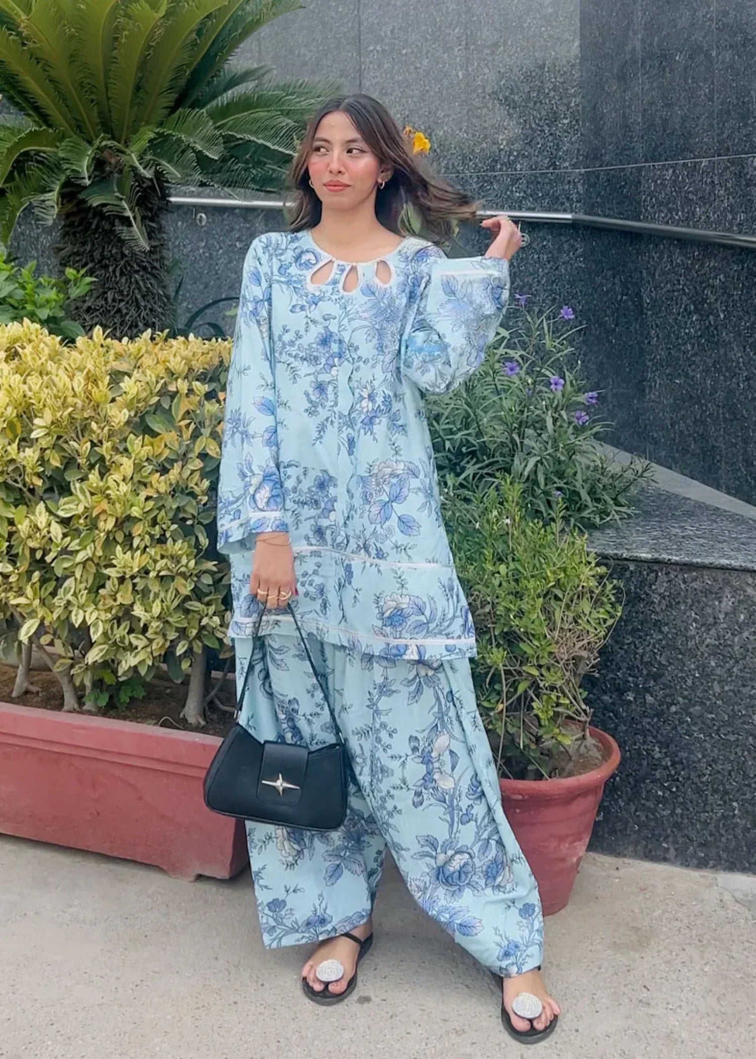 Urban Cut Cotton Printed Co Ord Set with Farshi Salwar Women 2pcs