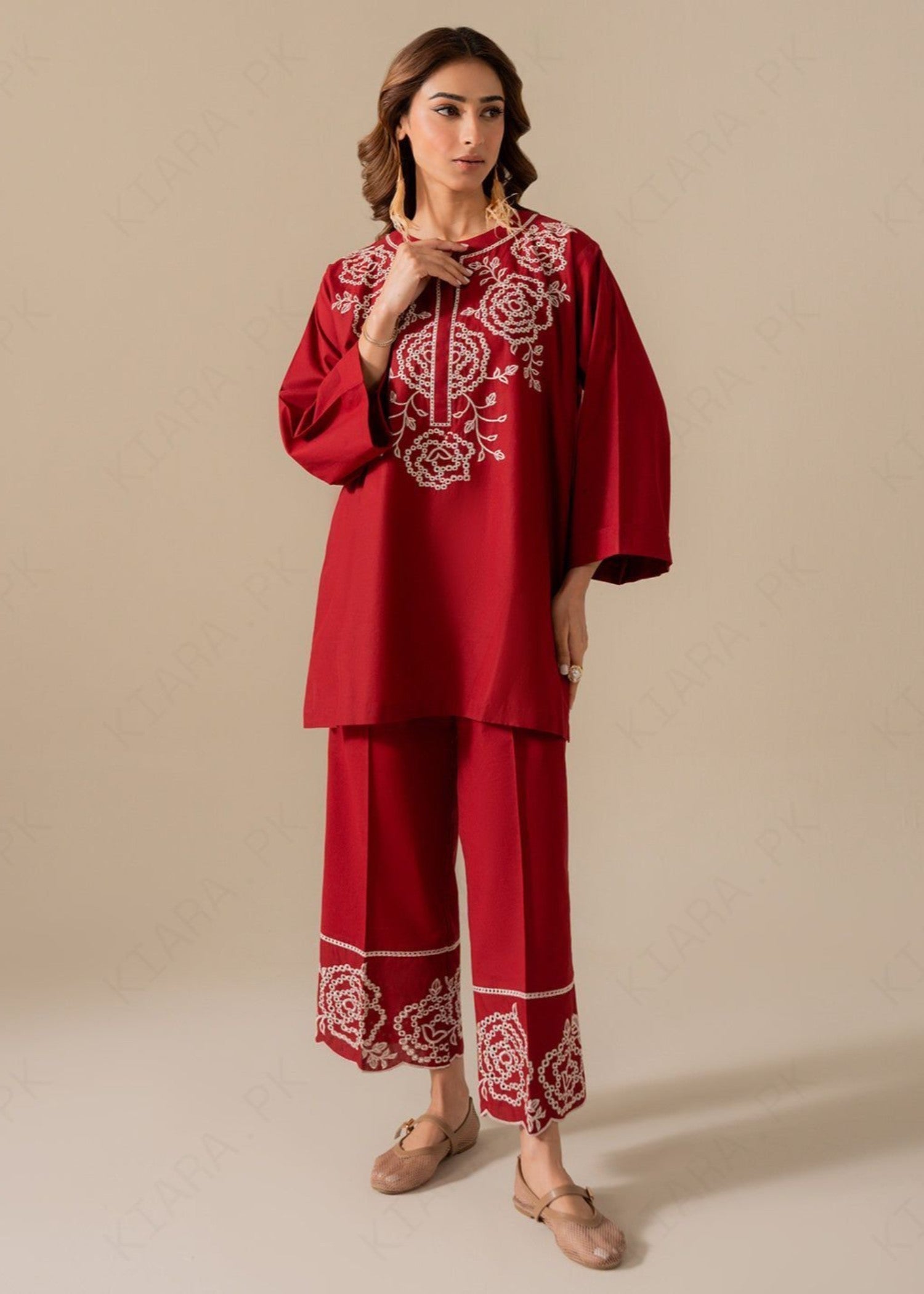 Kiara CRIMSON DUE Embroidered Set Women 2pcs