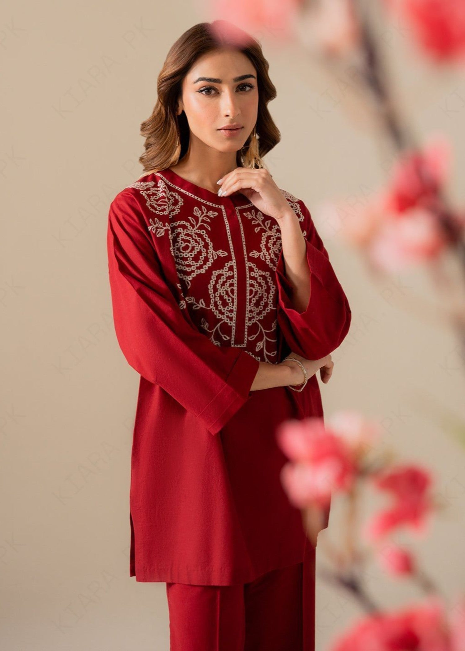 Kiara CRIMSON DUE Embroidered Set Women 2pcs