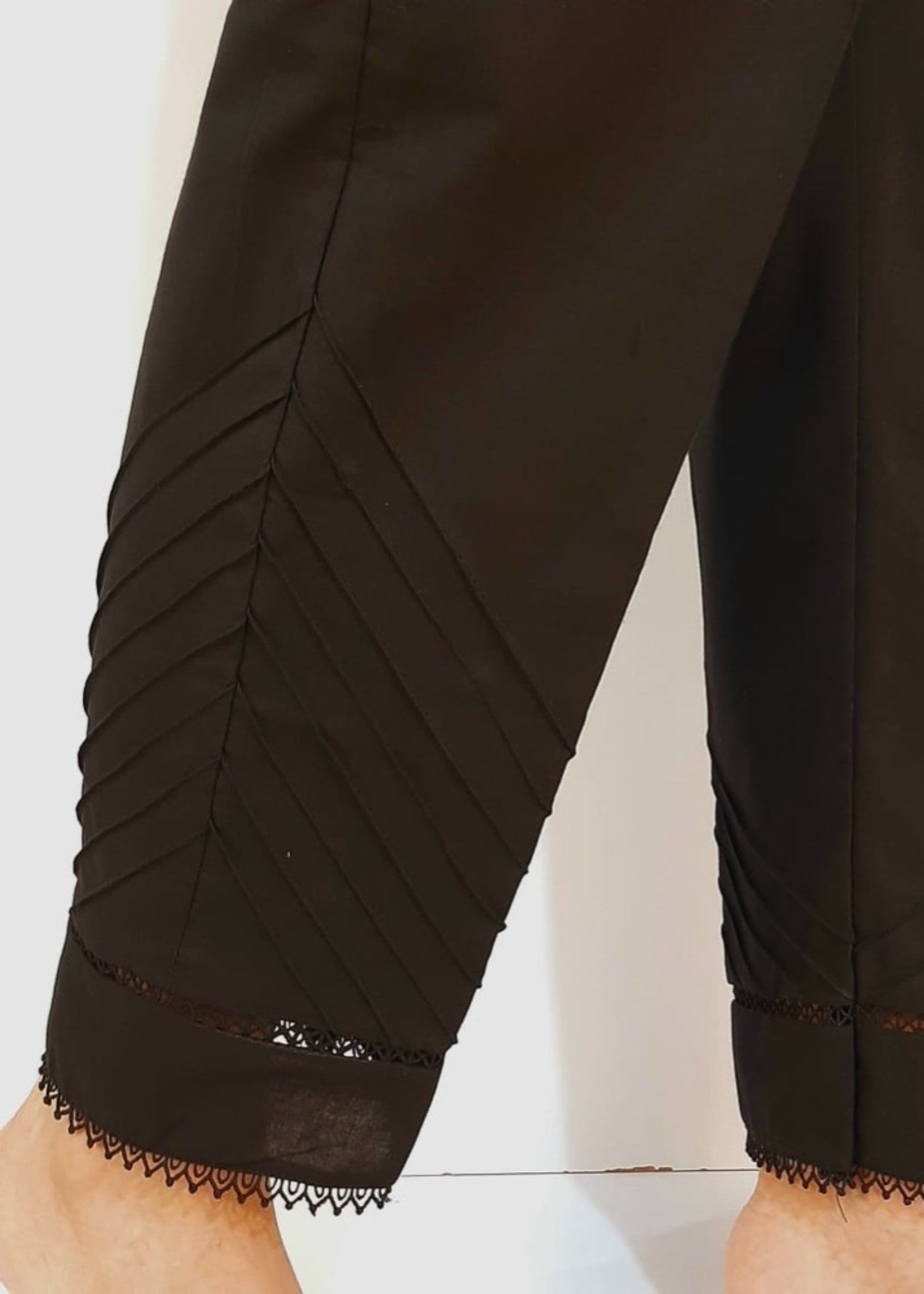 Zardi Laces embellished Soft Cotton Trouser Black PT37 Women 1pcs