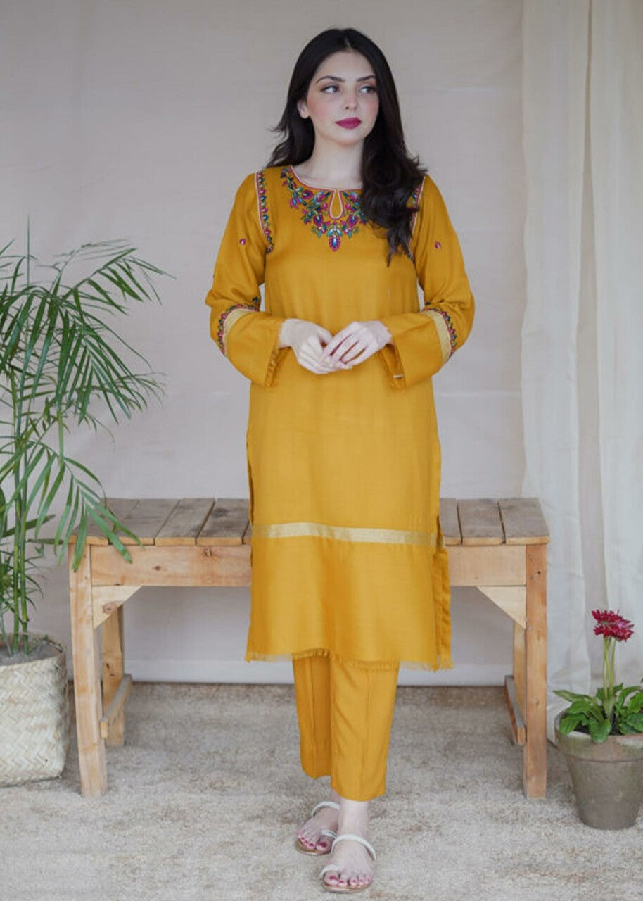 Aisling By Nirmal Mustard Pashmina Women 2pcs