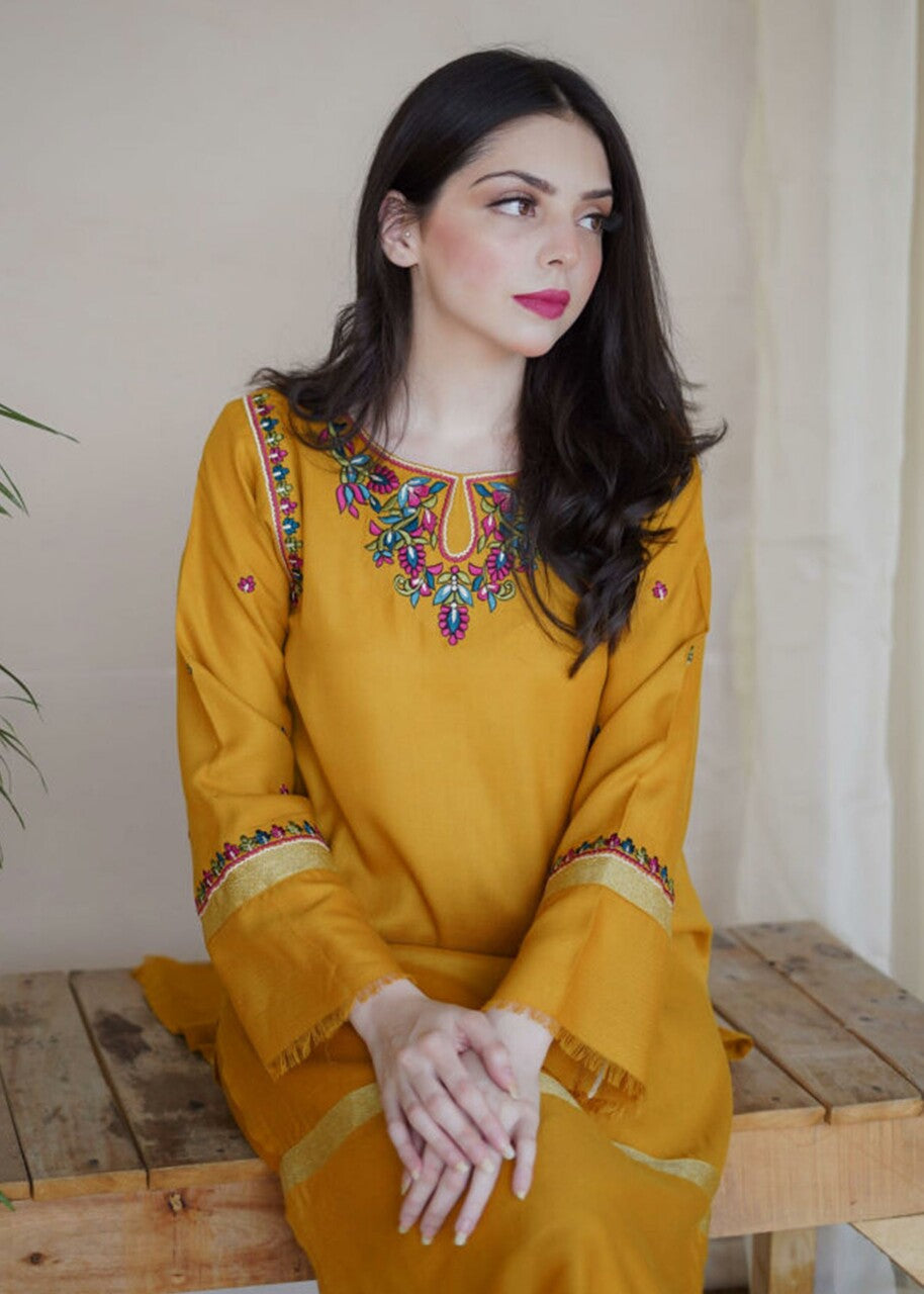 Aisling By Nirmal Mustard Pashmina Women 2pcs